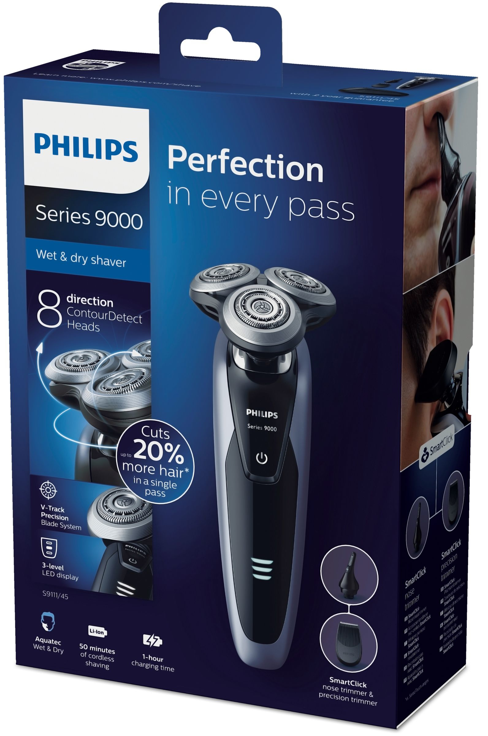Philips SHAVER Series 9000 S9111/45 men's shaver Rotation shaver Trimmer Black, Blue – image 2
