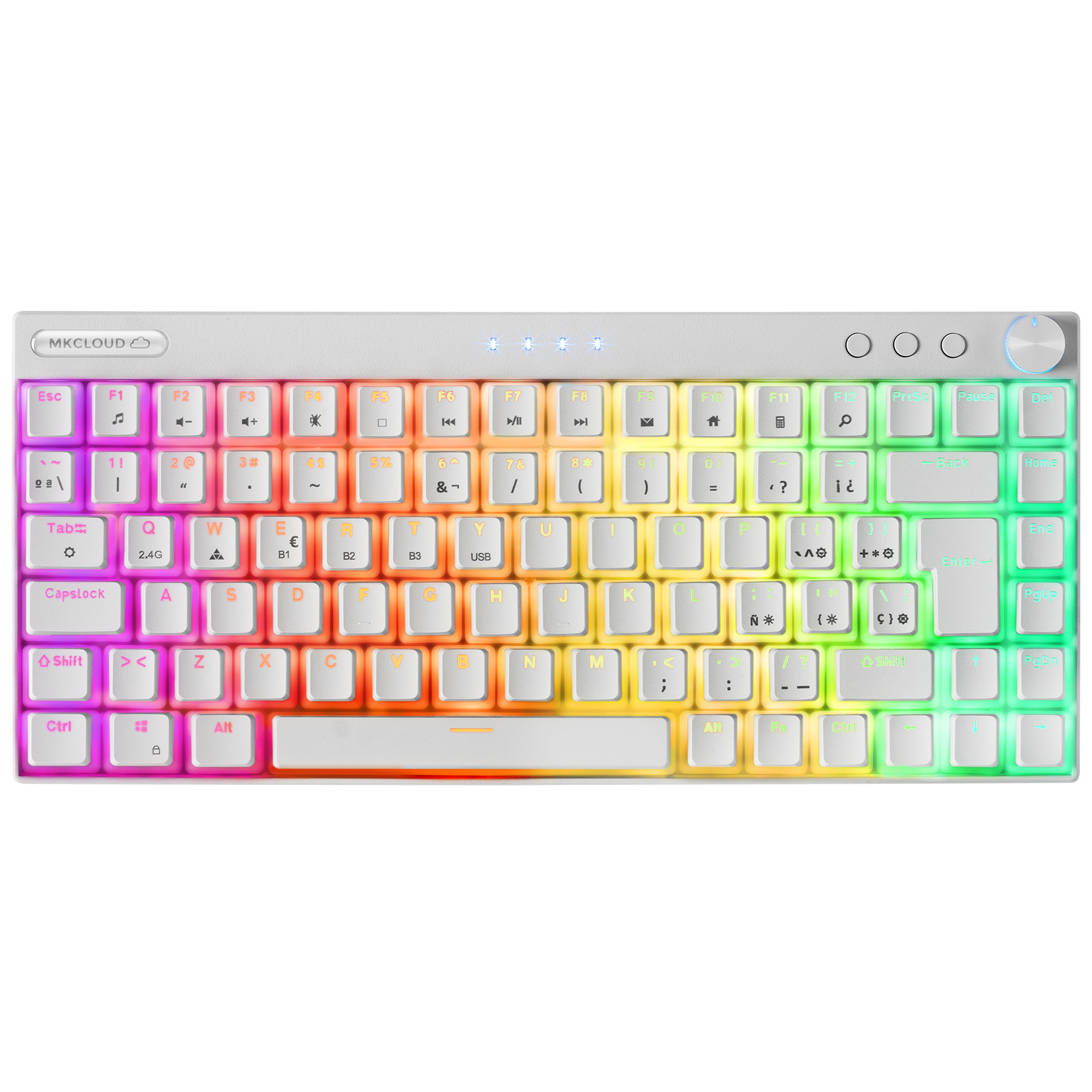 Mars Gaming MKCLOUD Wireless RGB Keyboard White Switch Blue Spanish