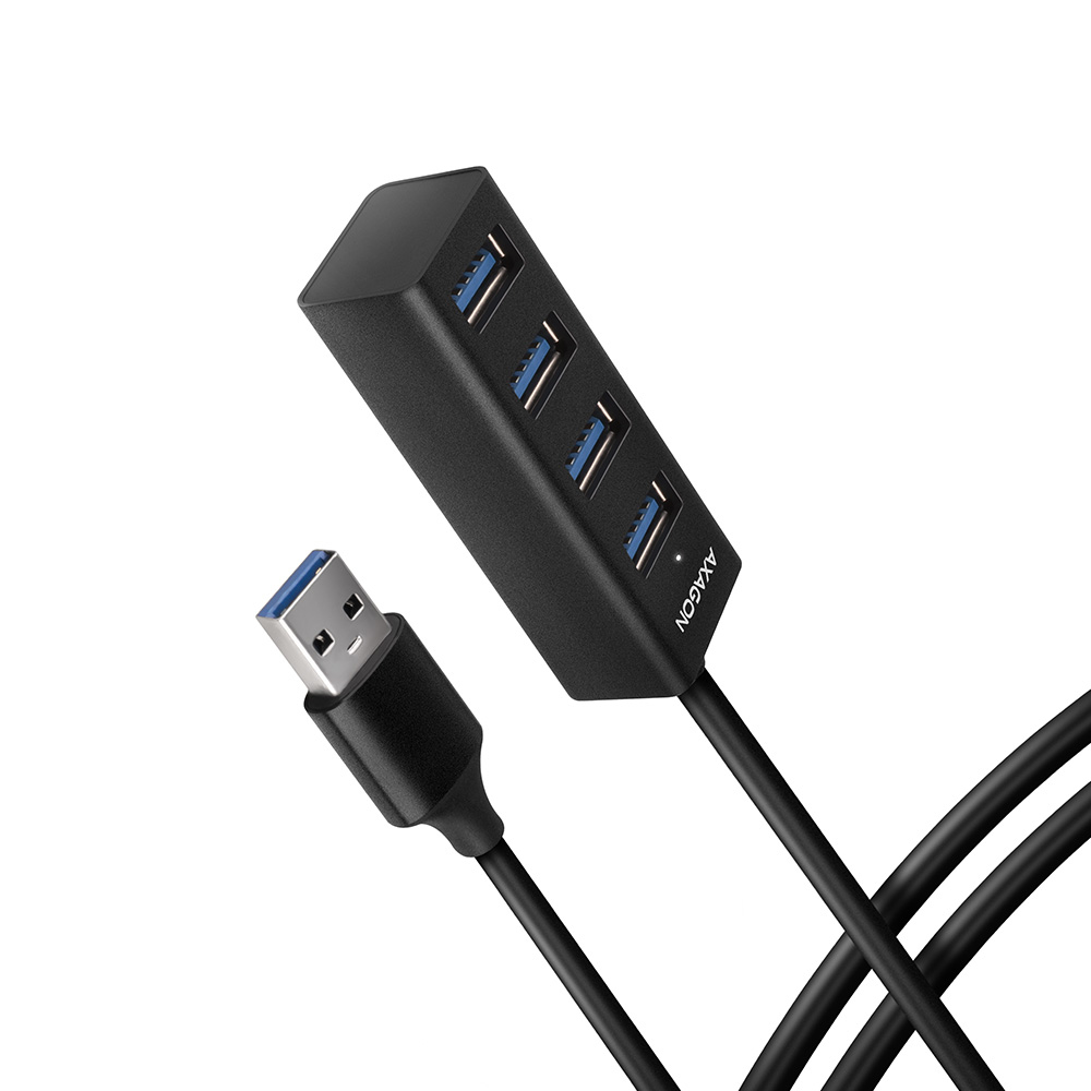 Axagon HUE-M1AL 4x USB 3.2 Gen 1 MINI hub, metal, 1.2m USB-A cable – image 1