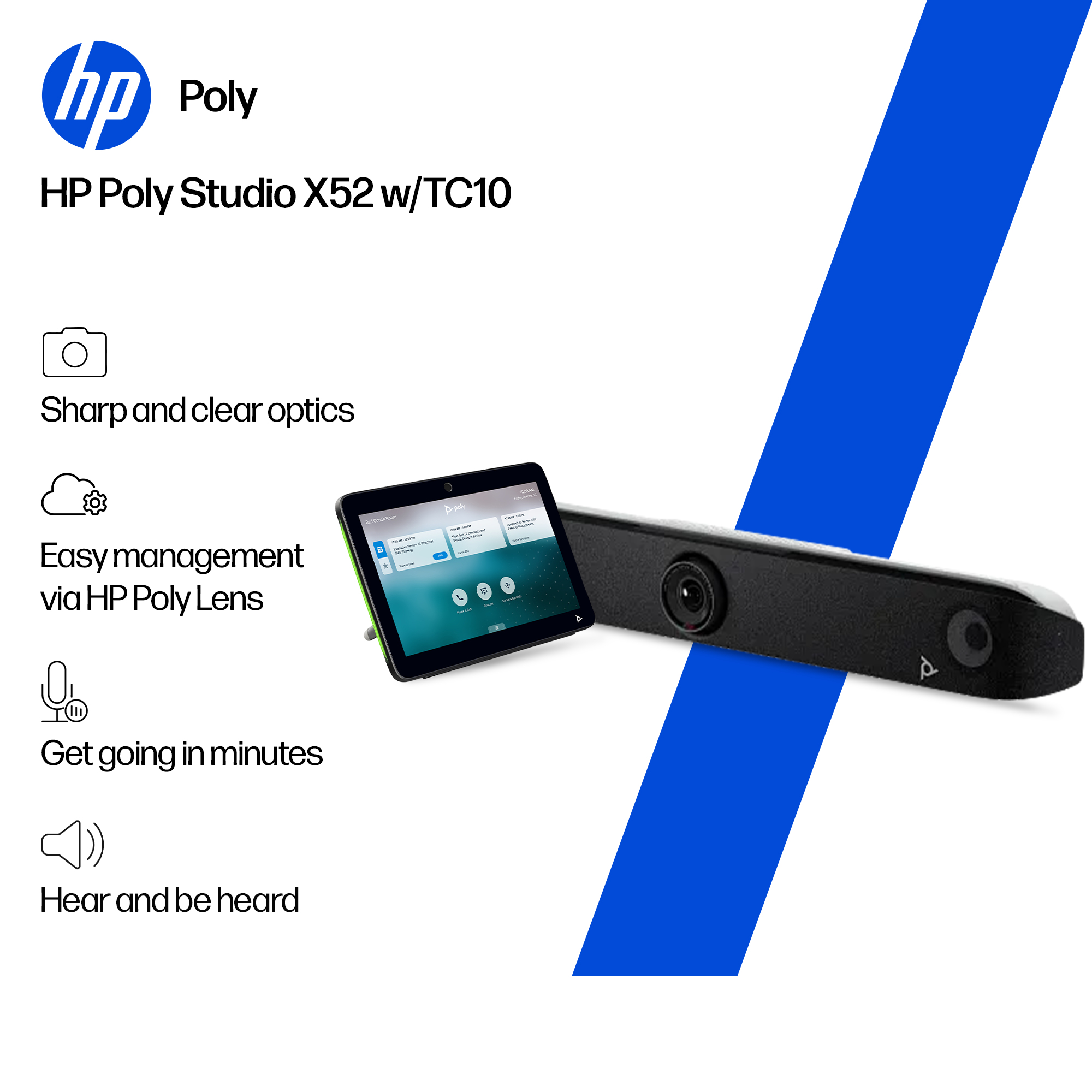 HP Poly Studio X52 All-In-One Video Bar with TC10 Controller Kit – image 6