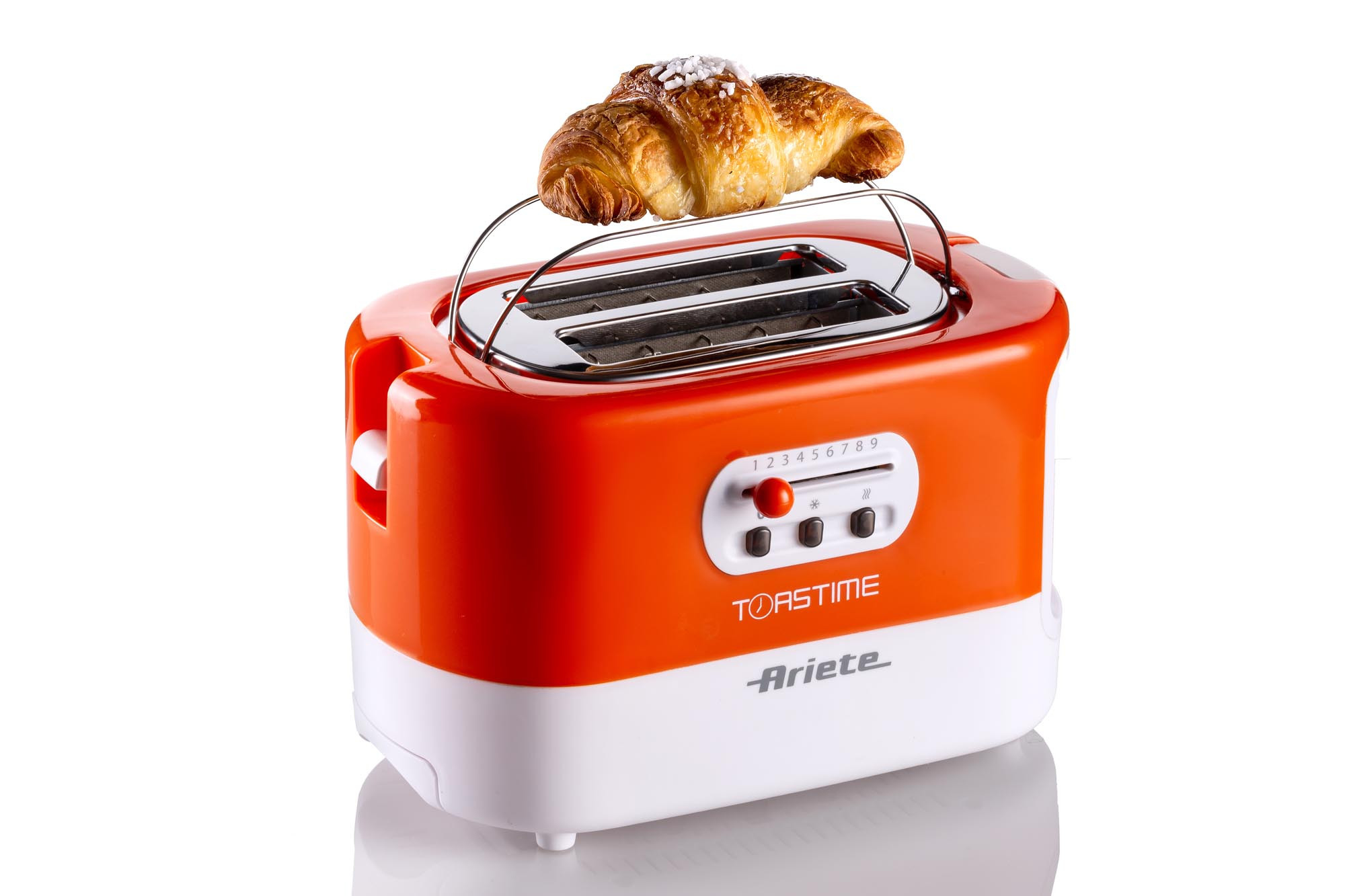 Ariete 159 Toastime - Toaster with Tongs for 2 slices of bread - 9 Degrees of Browning - 700 Watt - White and Orange – image 3