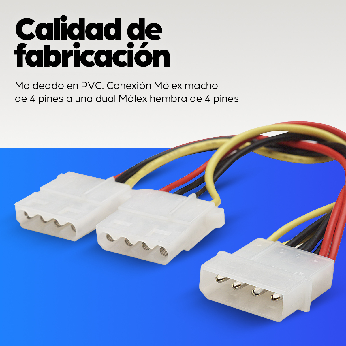 Adaptador de corriente Manhattan de 1 Molex Macho a 2 molex Hembra, 20cm. 301503