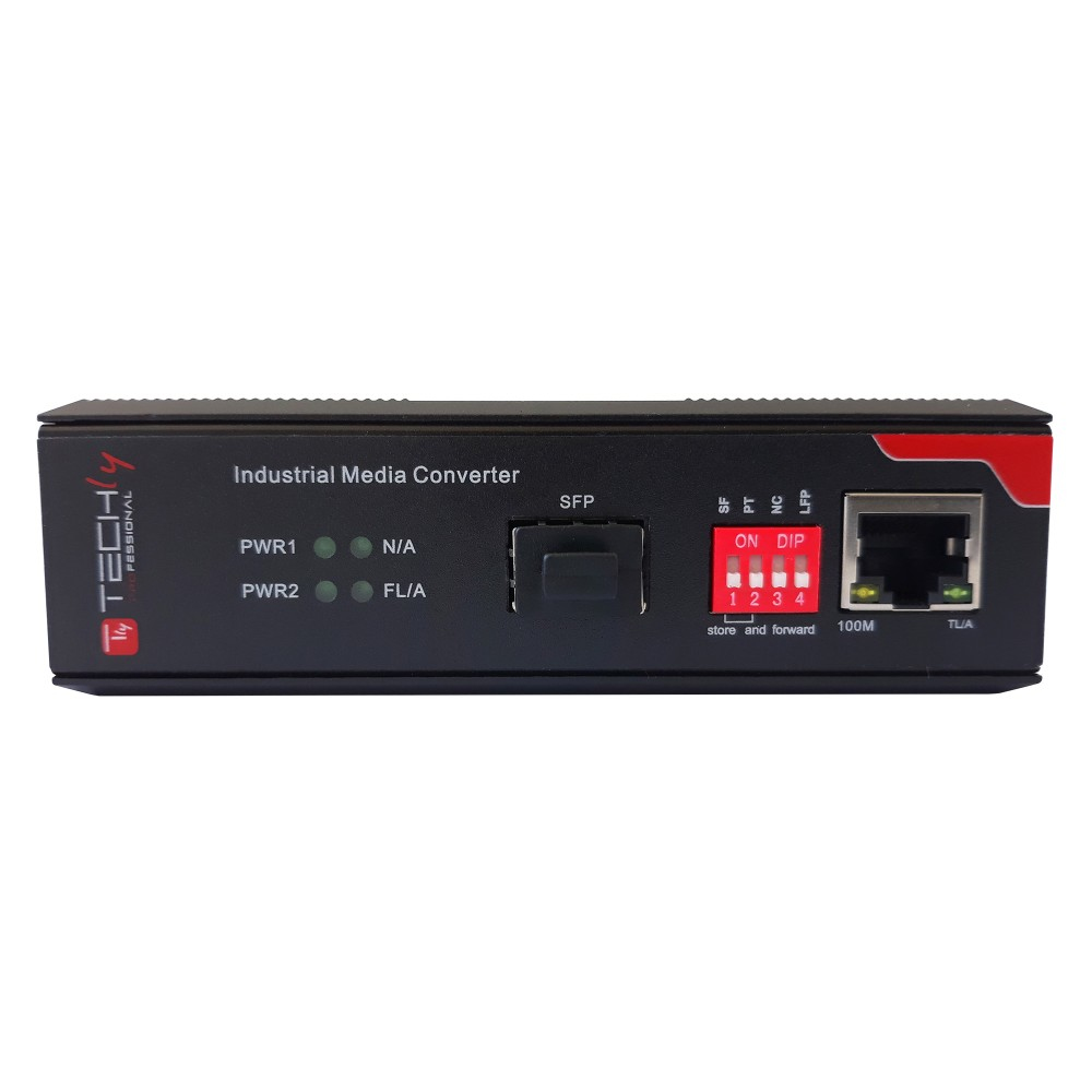 Techly I-SWHUB-IND1100 network media converter 100 Mbit/s Multi-mode, Single-mode Black – image 2