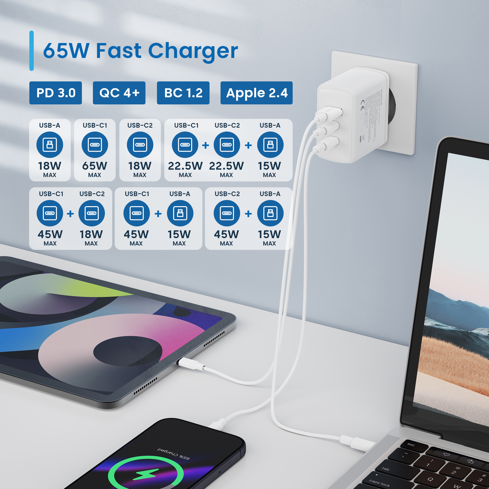 Ewent EW1333 mobile device charger Universal White AC Fast charging Indoor – image 5