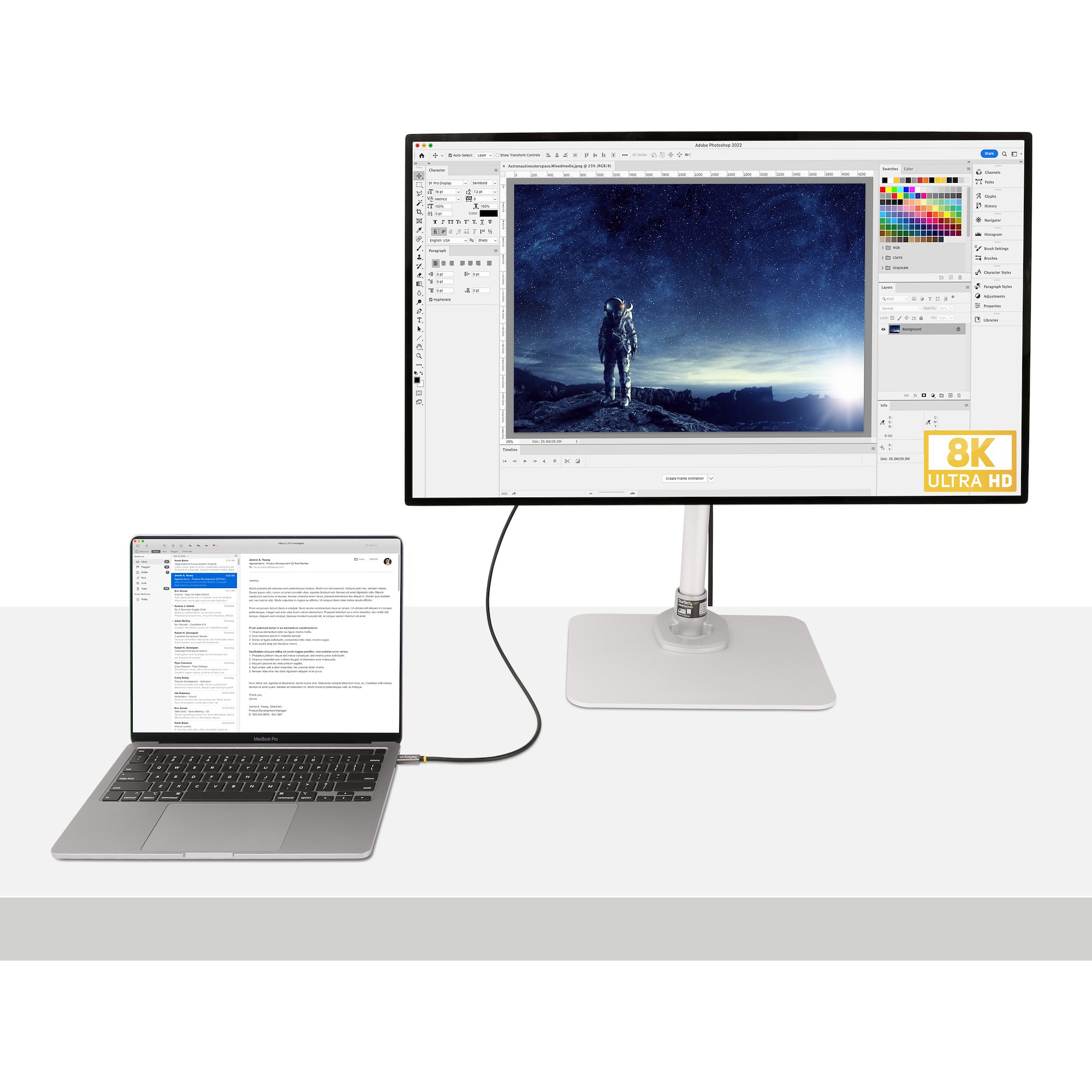صورة StarTech.com 1م كابل USB4 USB-C، 40 جيجابت في الثانية، 100 واط PD
