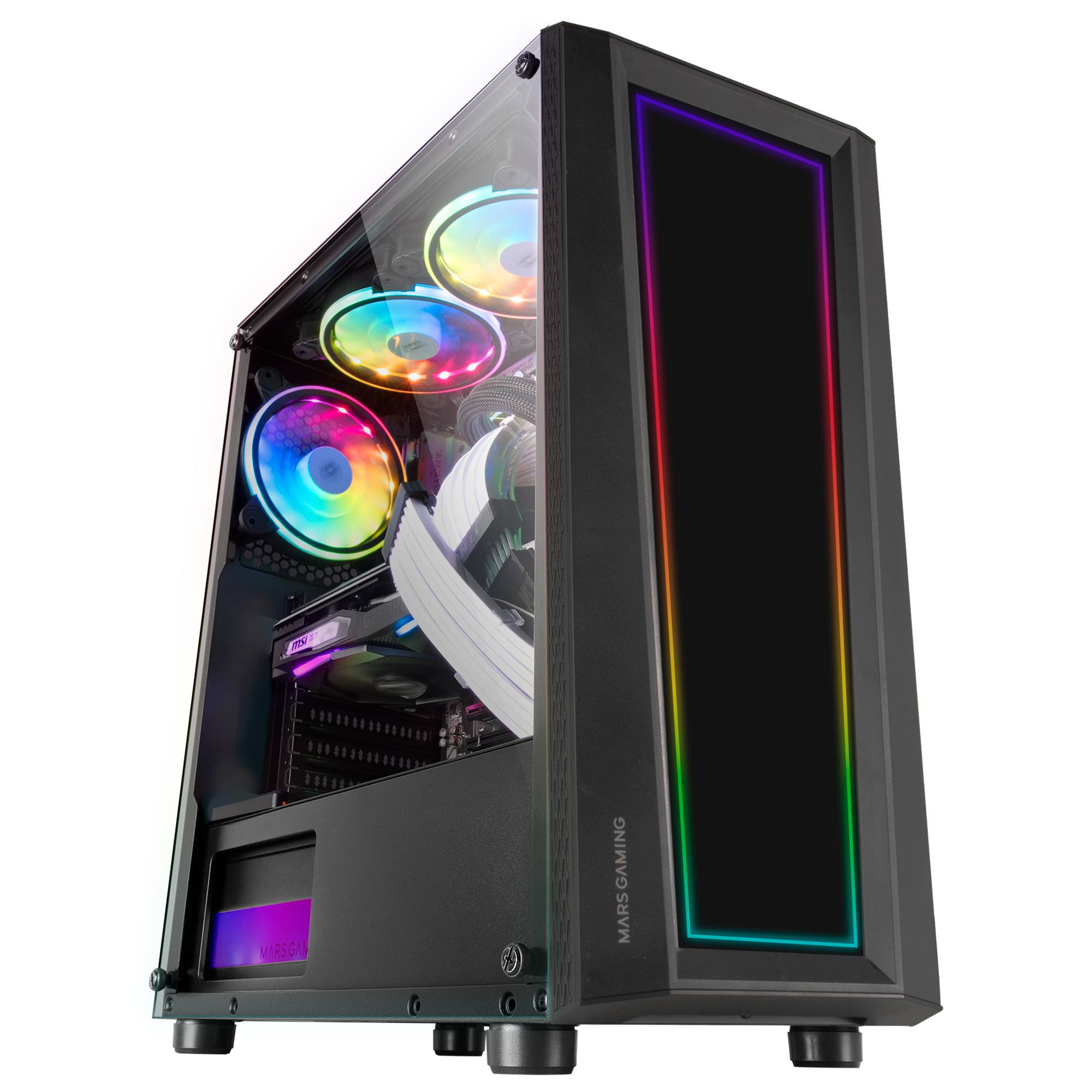 Mars Gaming MC-ART Black ATX Gaming PC Case Double Drawable Tempered Glass ARGB 12 Modes – image 5