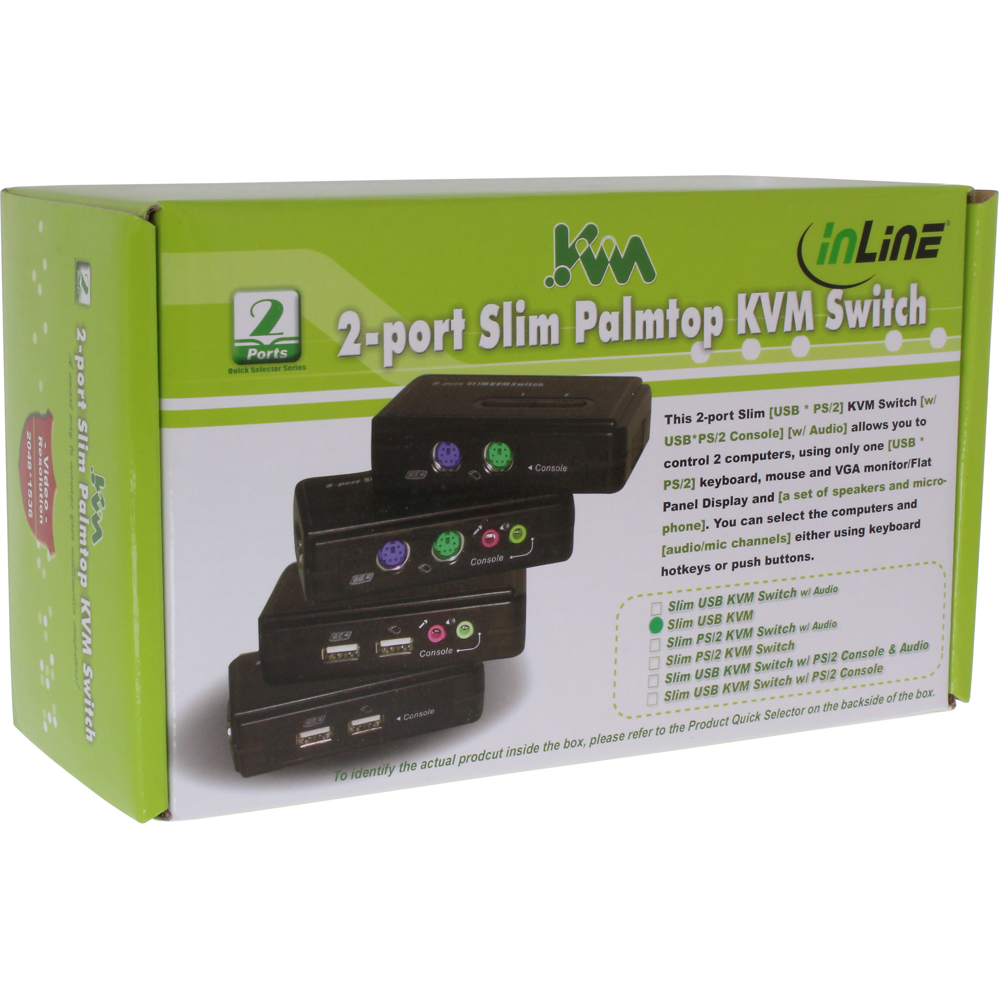 InLine KVM Switch 2 Port USB with 2 Sets of Cables 1.2m – image 4