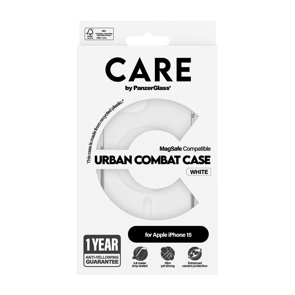 PanzerGlass CARE™ by PanzerGlass® Urban Combat Case Transparent w. White MagSafe iPhone 15 – image 3