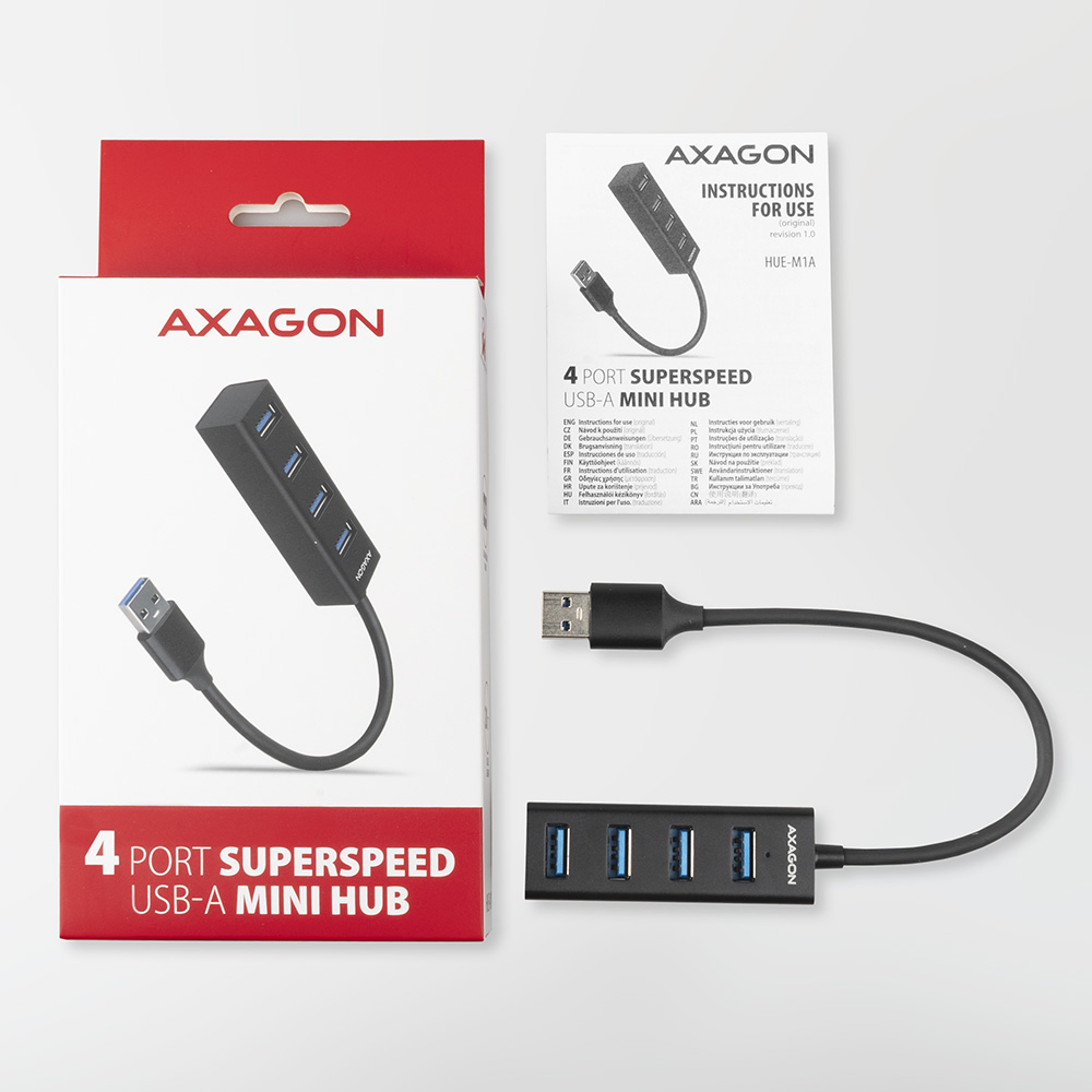 Axagon HUE-M1A 4x USB 3.2 Gen 1 MINI hub, metal – image 5