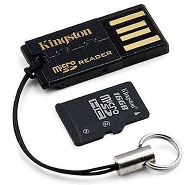 Kingston Technology 16GB MicroSDHC Card, USB microSD/microSDHC Reader