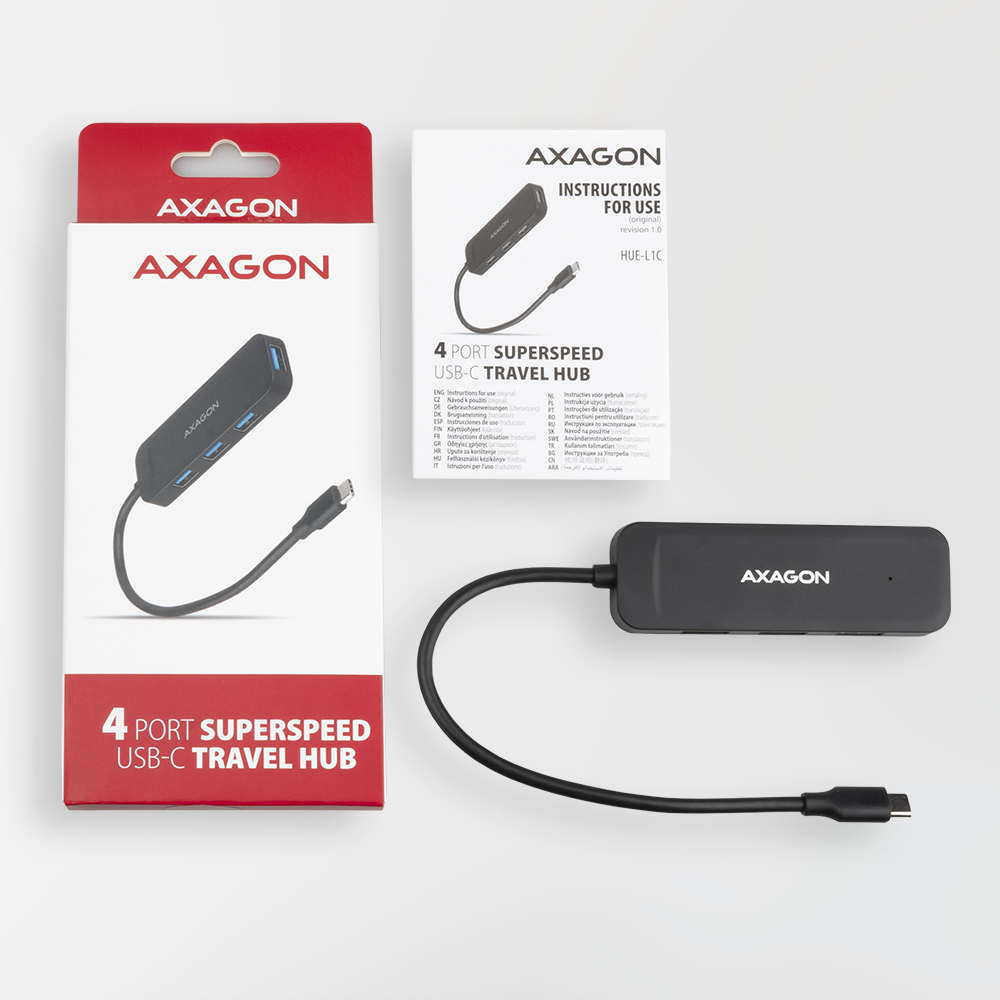 Axagon HUE-L1C interface hub USB 3.2 Gen 1 (3.1 Gen 1) Type-C 5000 Mbit/s Black – image 6