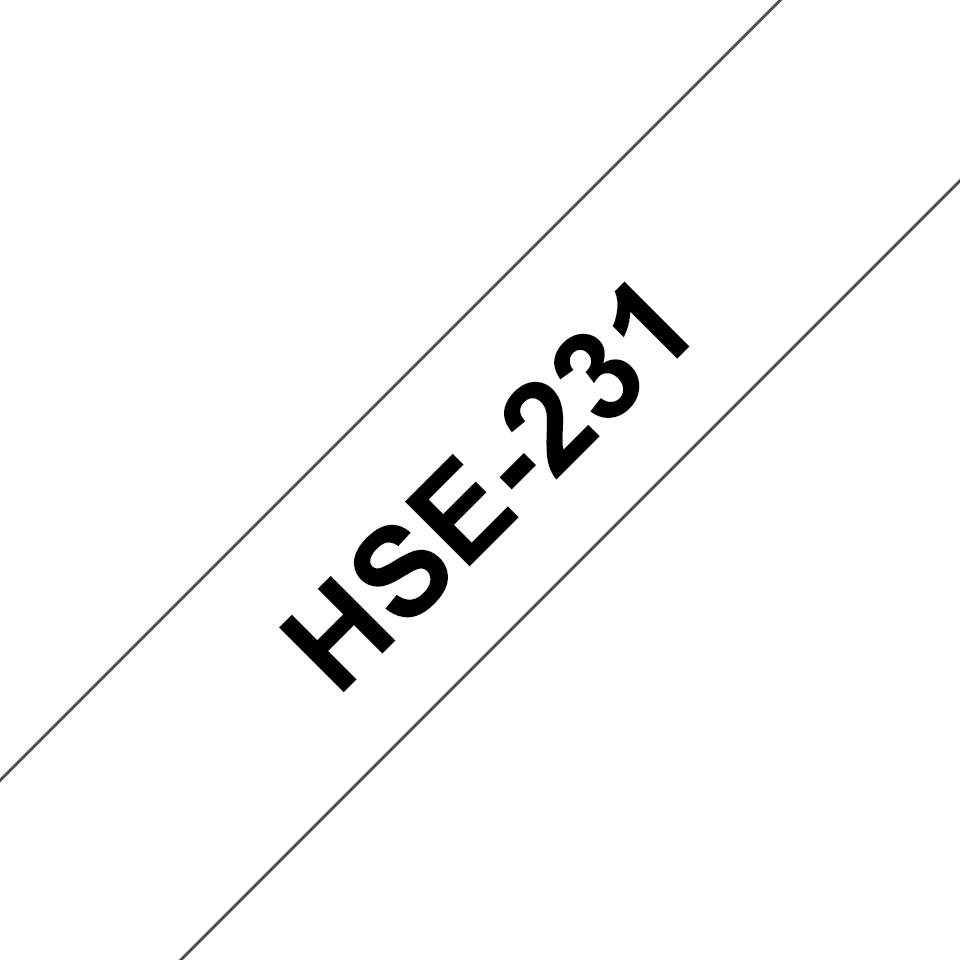 Cinta Brother HSE231 - Texto Negro Sobre Fondo Blanco - 11.7mm x 1.5mts - HSE231