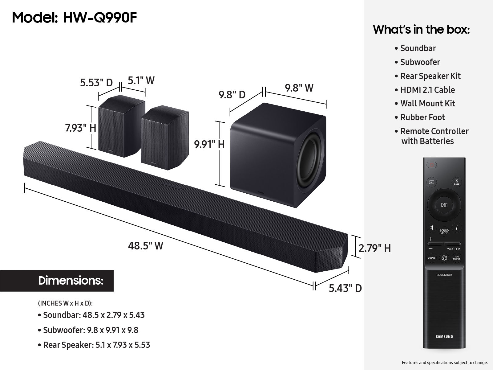 Samsung Q-series HW-Q990F/ZA soundbar speaker Black 11.1.4 channels – image 4