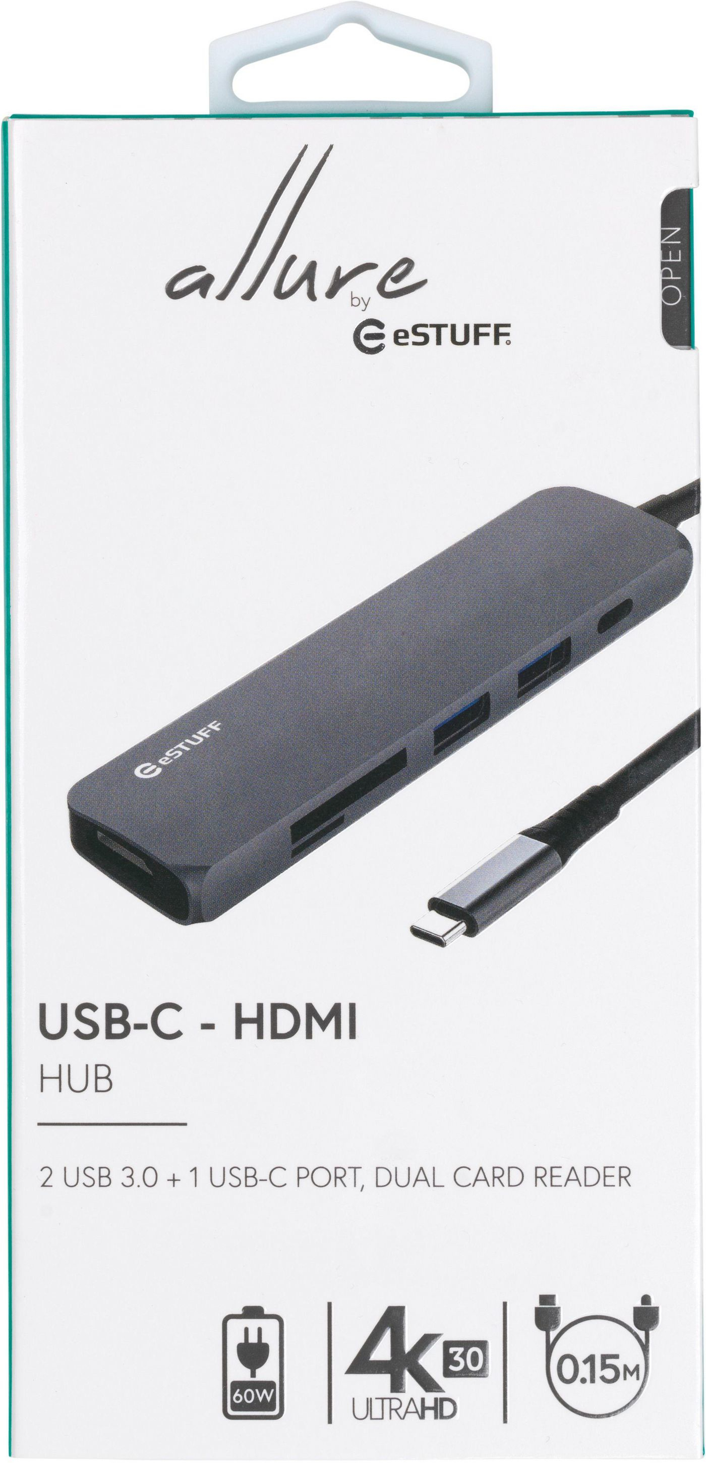 eSTUFF USB-C HDMI Hub Grey – image 3