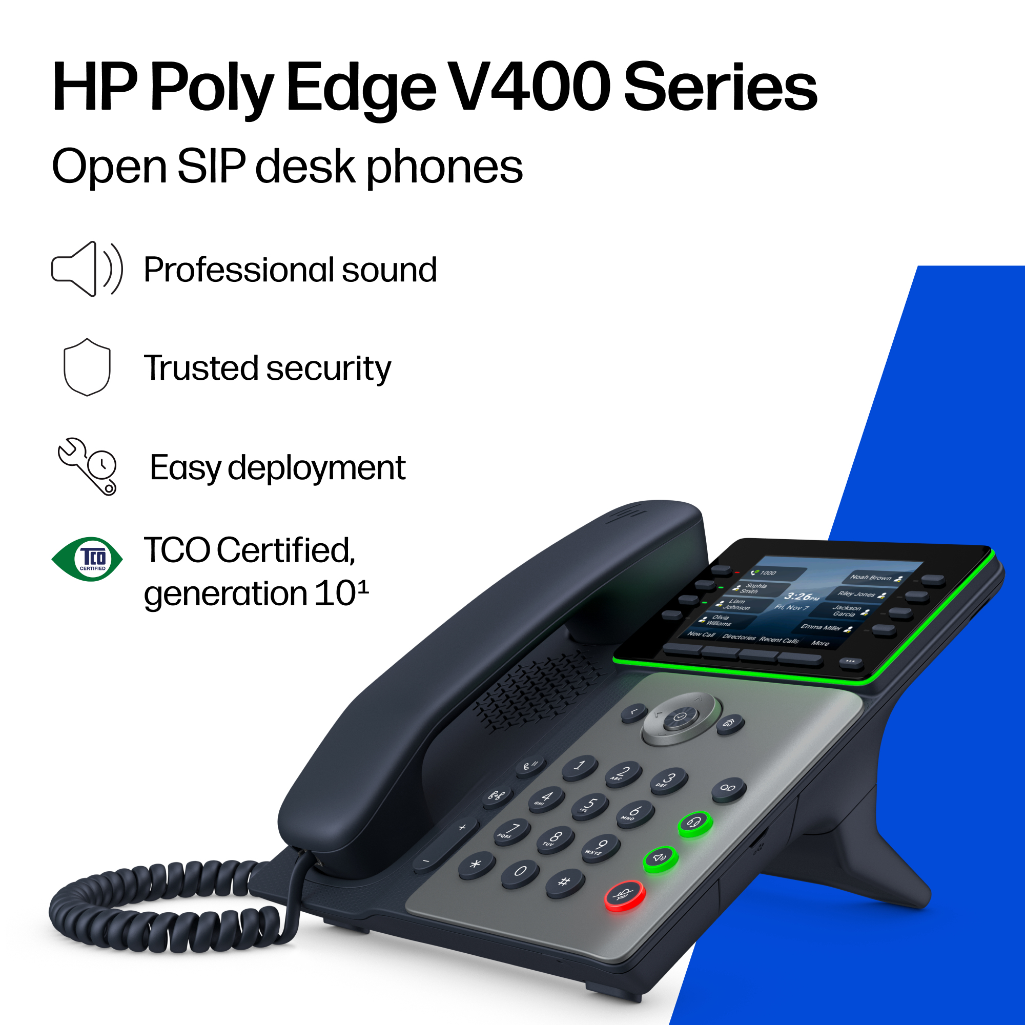 HP Poly Edge V400 OpenSIP DeskPhone with Power Supply No Radio – image 3
