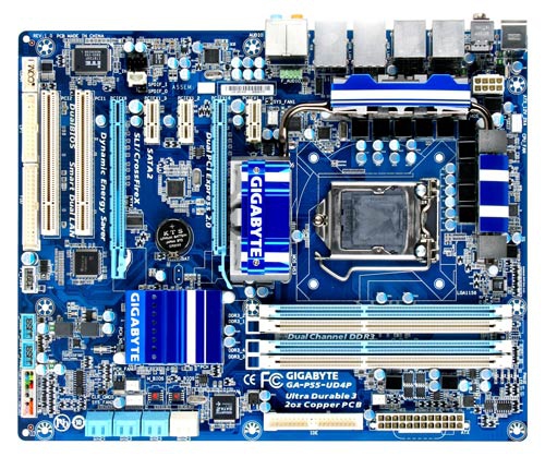 GIGABYTE GA-P55-UD4P motherboard Intel® P55 LGA 1156 (Socket H) ATX – image 1