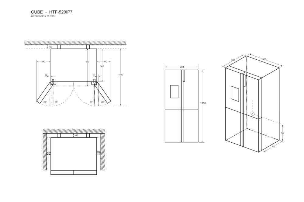 Haier Cube 90 Series 5 HTF-520IP7 side-by-side refrigerator Freestanding – image 7