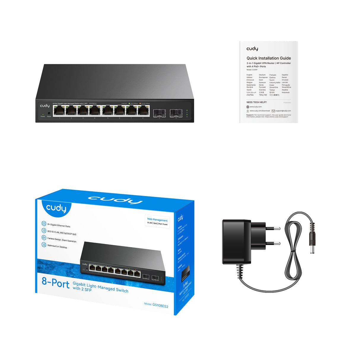 Cudy 8-Port Gigabit Easy-Managed Switch with 2 SFP, GS108ES2 1.0 – image 2