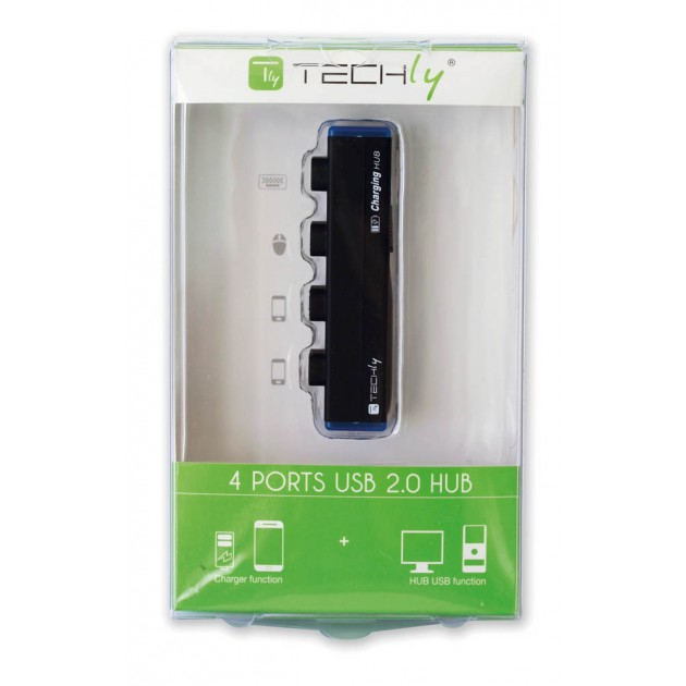 Techly Hub USB 2.0 4porte A e micro USB con funzione Ricarica. Nero IUSB2-HUB4-101MC – image 6