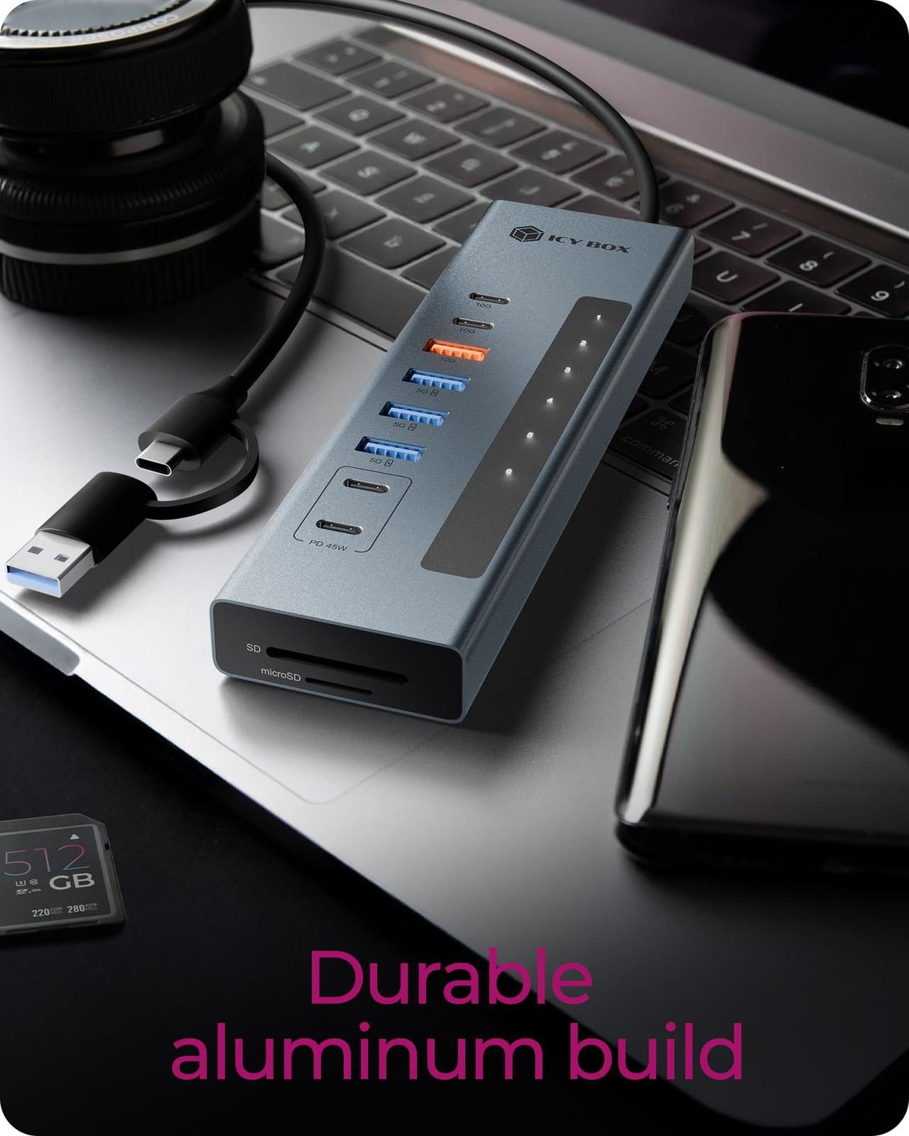 ICY BOX 11-in-1 USB Type-C hub with card reader and PD – image 5