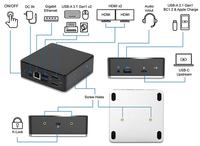 eSTUFF GLB232002 laptop dock/port replicator Wired USB 3.2 Gen 1 (3.1 Gen 1) Type-C Black – image 3