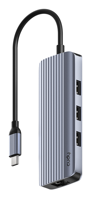 Cudy UH606 laptop dock/port replicator Wired USB 3.2 Gen 1 (3.1 Gen 1) Type-C Grey, Silver – image 1