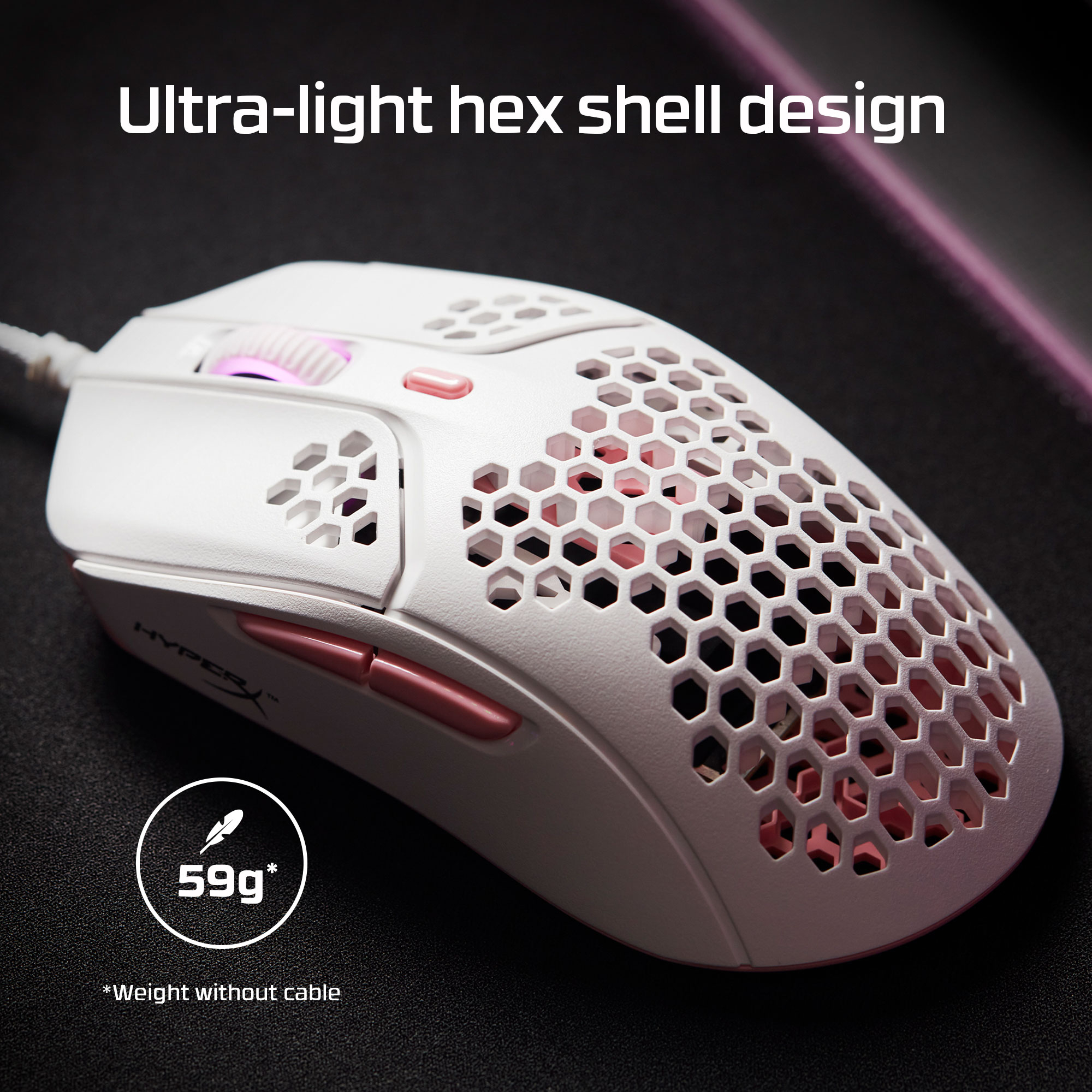 HyperX Pulsefire Haste - Gaming Mouse (White-Pink) (HMSH1-A-WT/G) – image 3