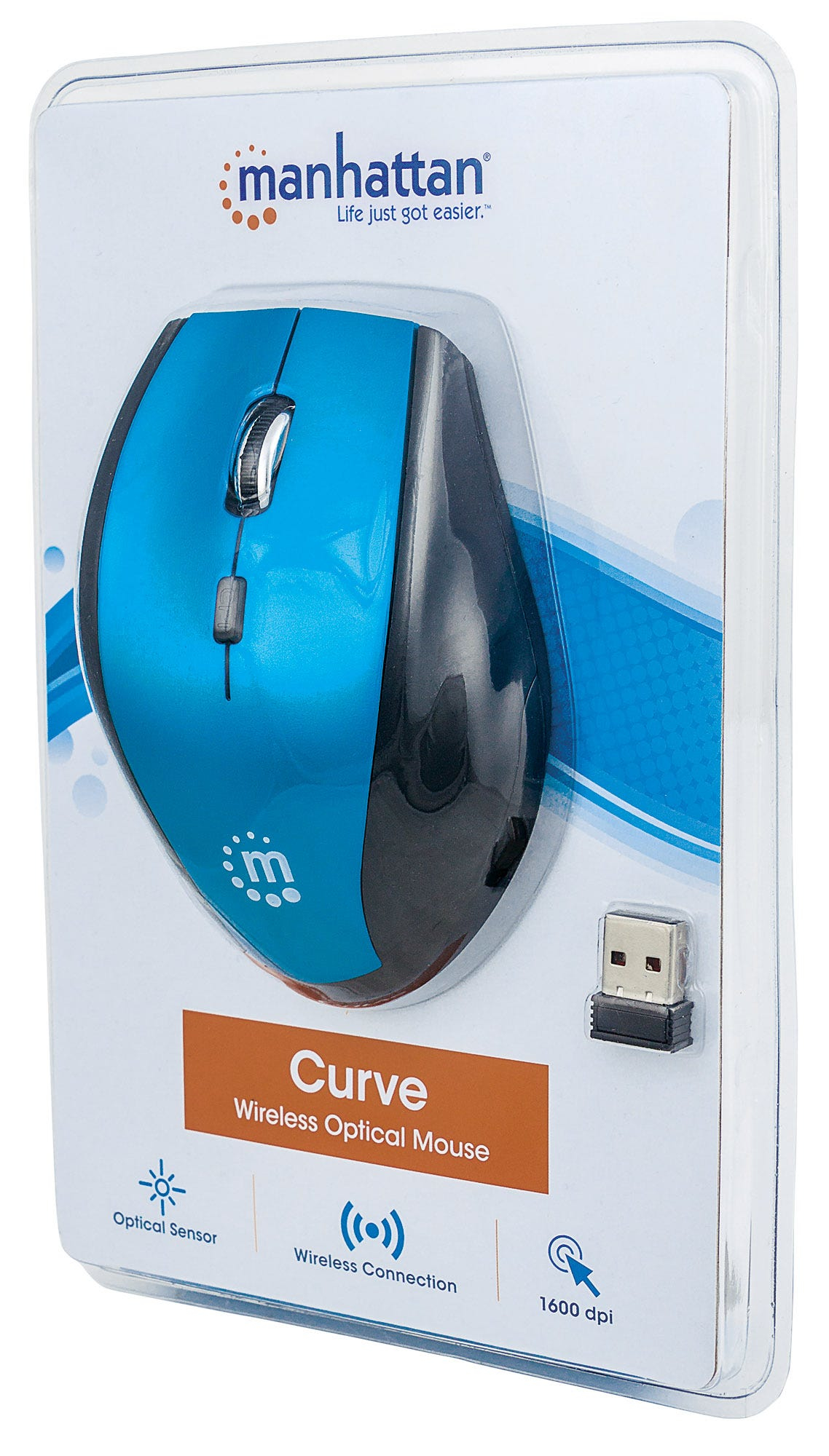 Manhattan Curve Wireless Mouse (Clearance Pricing), Blue/Black, Adjustable DPI (800, 1200 or 1600dpi) – image 6