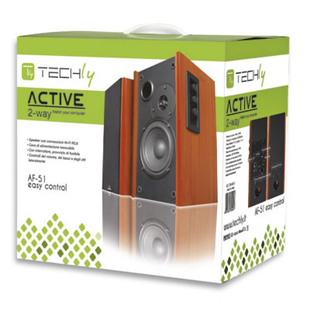 Techly AF-51 2-way Black, Wood Wired – image 3
