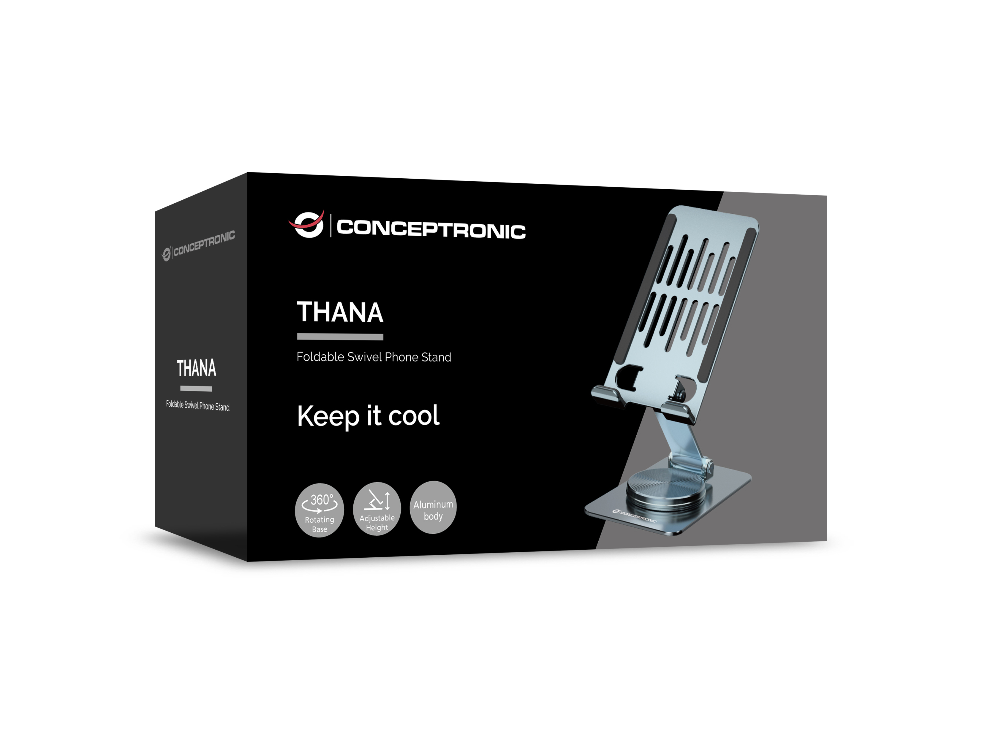 CONCEPTRONIC Handy  Halterung 360°/drehbar/höhenverst.  grau
