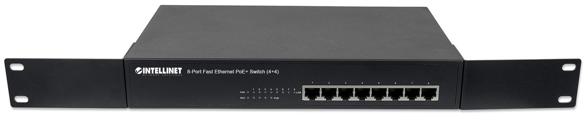 Intellinet 8-Port Fast Ethernet PoE+ Switch, 4 x PoE IEEE 802.3at/af Power-over-Ethernet (PoE+/PoE) ports, 4 x Standard RJ45 Ports, Endspan, Desktop – image 6