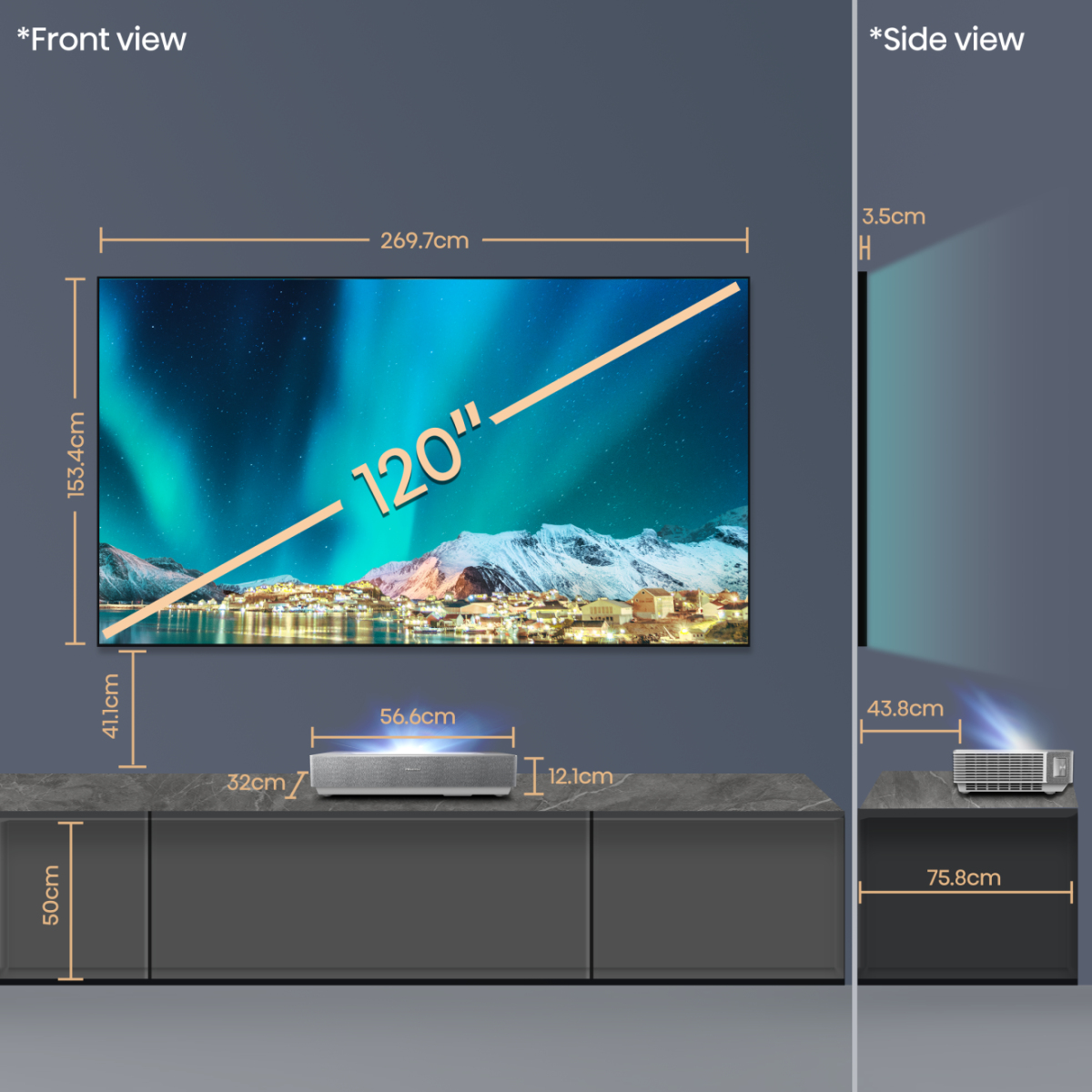Hisense 120L5HA projection TV Ultra short throw projector 2700 ANSI lumens DLP UHD 4K (3840x2160) Silver, White – image 2