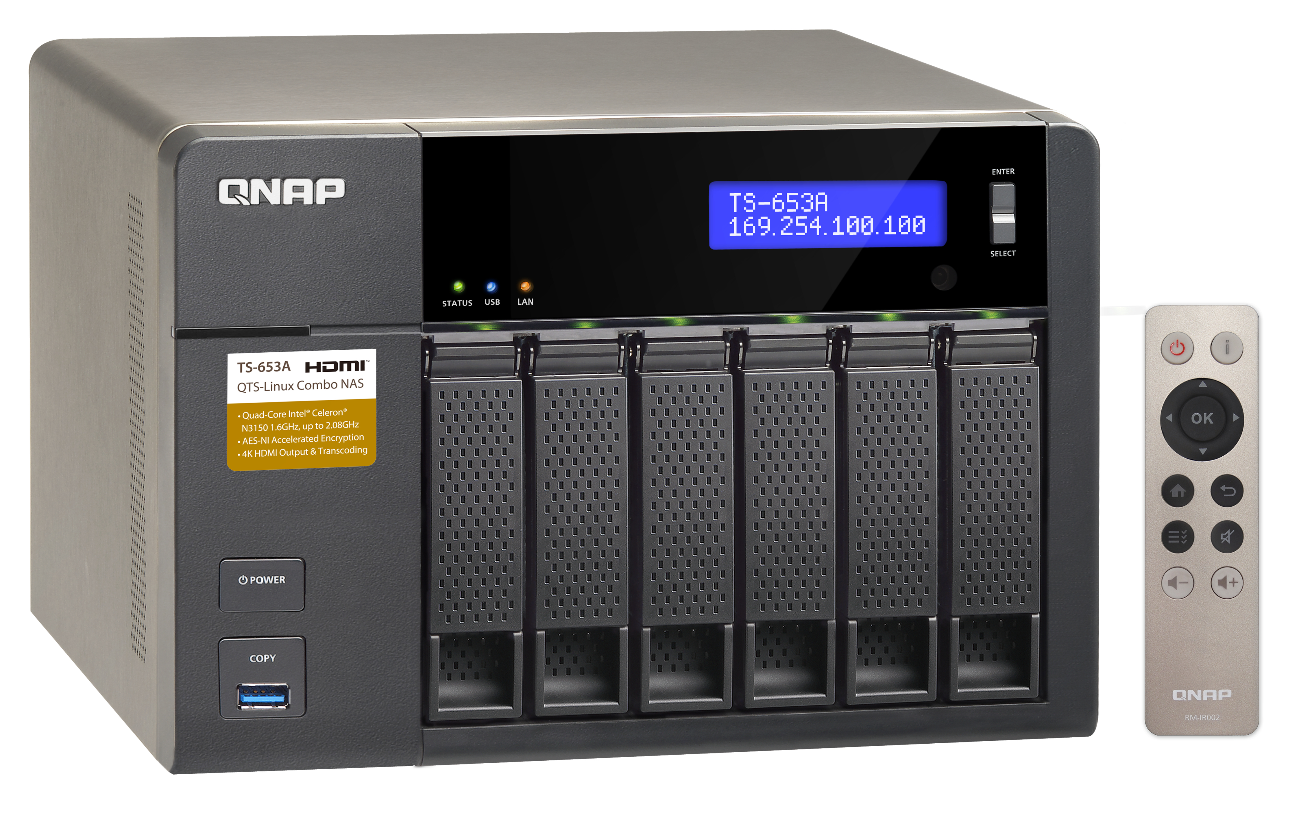 صورة QNAP TS-653A NAS Tower Intel Celeron N3150 1.6 GHz 4GB DDR3L
