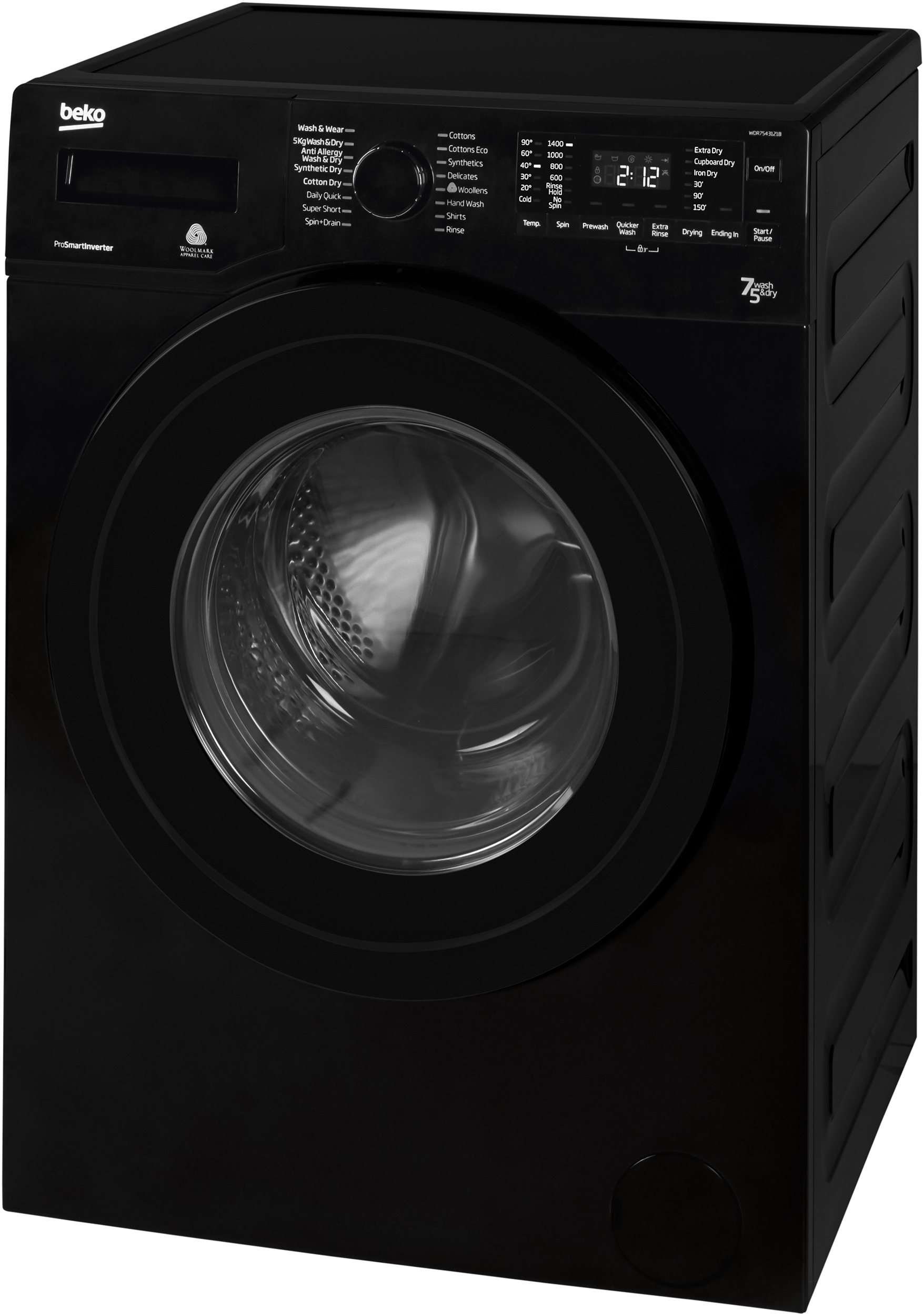 Beko WDR7543121B washer dryer Freestanding Front-load Black – image 5