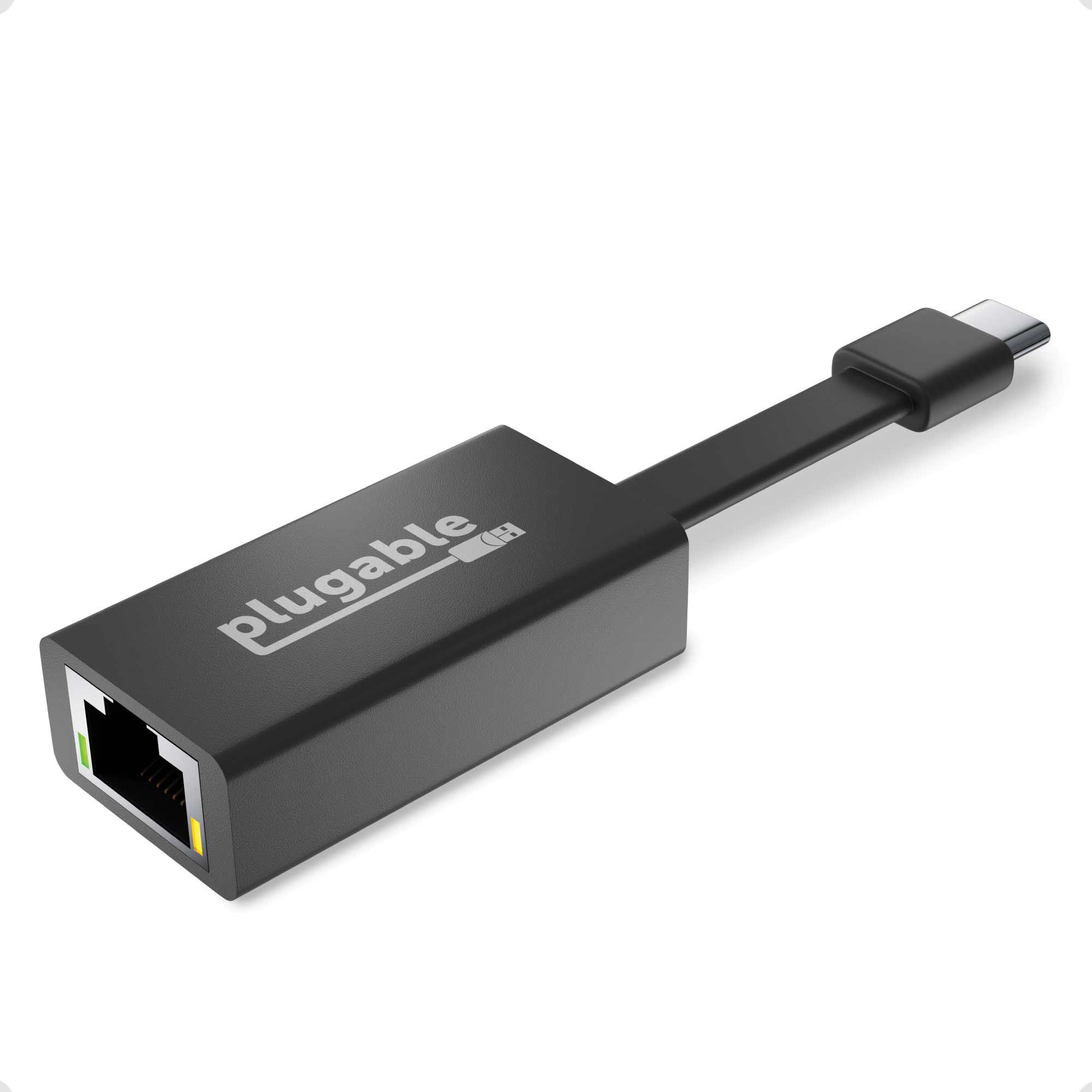 Plugable Technologies USB C to Ethernet Adapter, Driverless Fast and Reliable Gigabit Speed, Thunderbolt 3 to Ethernet Adapter Compatible with Macbook Pro, Wind