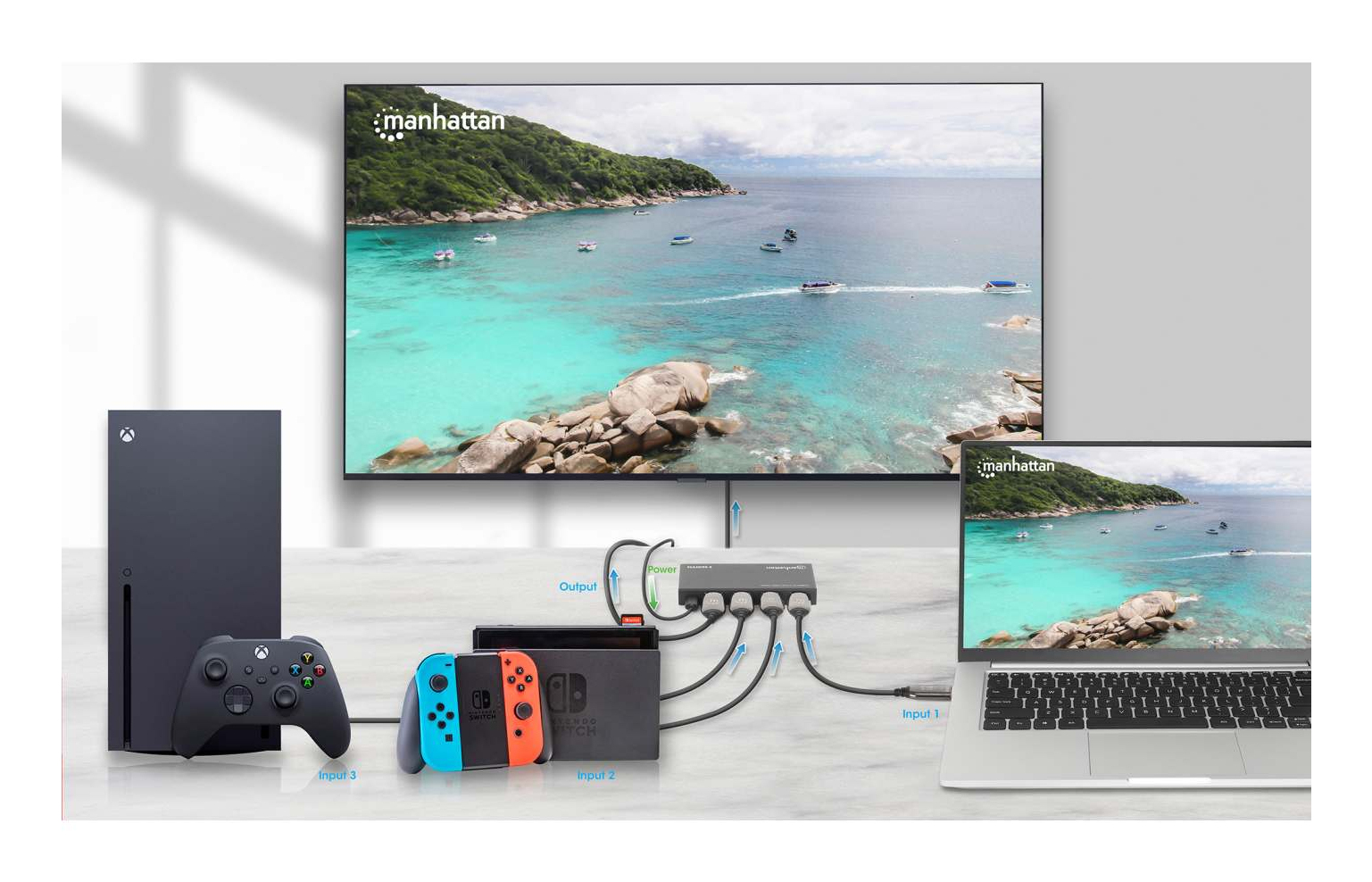 Manhattan 4K@60Hz 3-Port HDMI Switch, Switches Between Three HDMI Inputs on One HDMI Output (3x1) – image 4