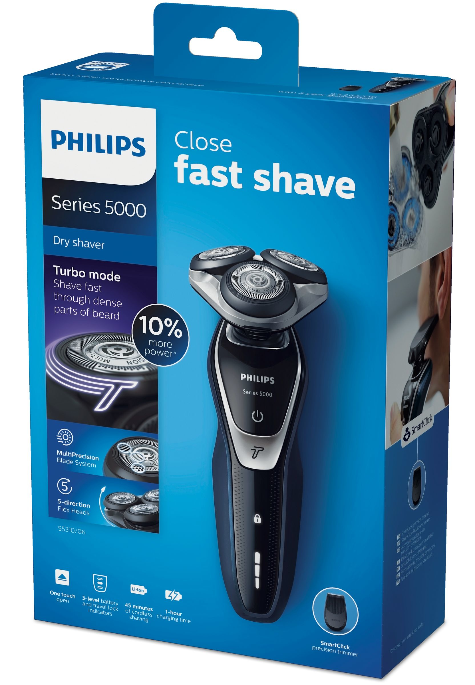 Philips SHAVER Series 5000 S5310/06 men's shaver Rotation shaver Trimmer Blue, Silver – image 2