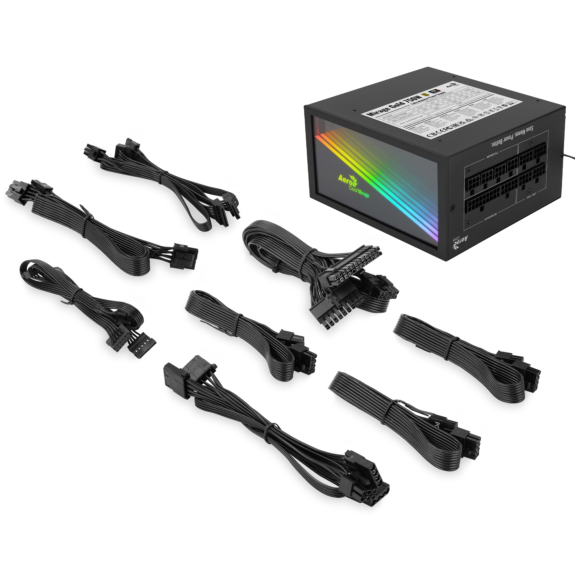 Aerocool MIRAGEGOLD 750W RGB 80 Plus Gold Modular PC Power Supply Japanese Capacitors – image 5