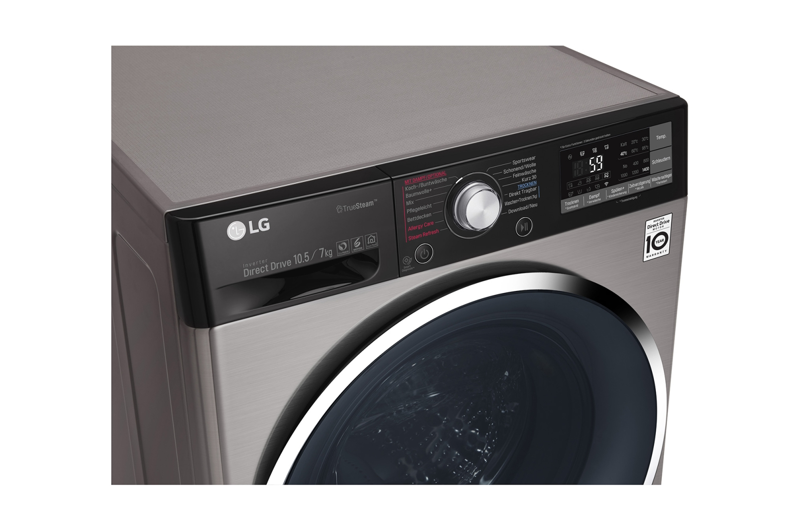 LG F14WD107TH6 washer dryer Freestanding Front-load Black, Stainless steel – image 7