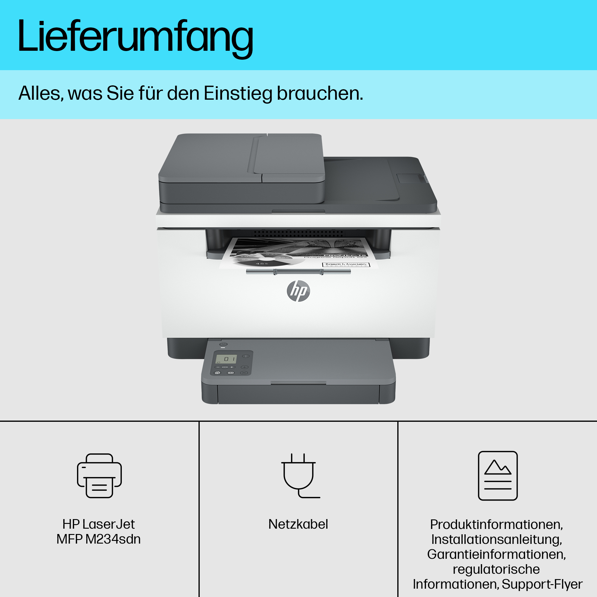 LaserJet M234sdn Multifunction Schwarzweiß Drucker, Nur Ethernet; Kopierer, Scanner