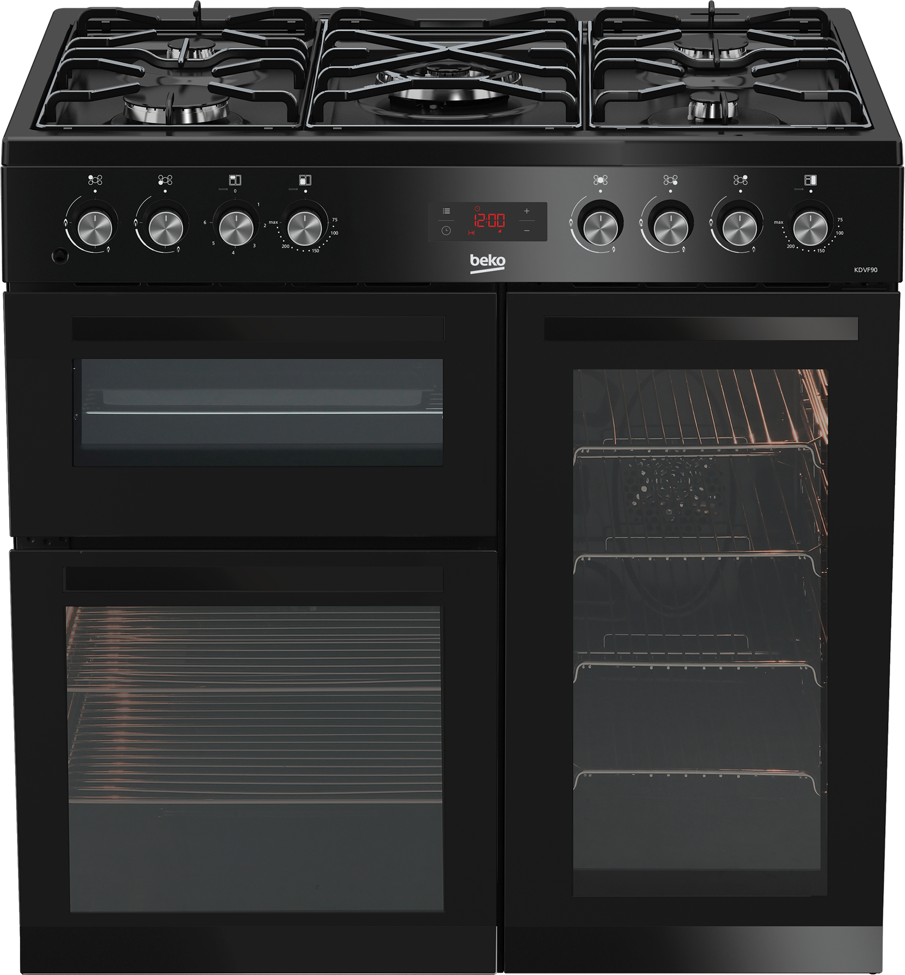 Beko KDVF90K 90cm Double Oven Range Cooker with 5 Burner Gas Hob – image 1