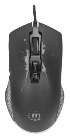 Manhattan Gaming Mouse with LEDs, Wired, Seven Button, Scroll Wheel, 7200dpi, Black with LED lighting, Three Year Warranty – image 3