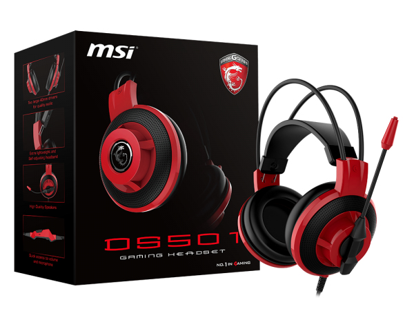 MSI DS501 Headset Wired Head-band Gaming Black, Red – image 1