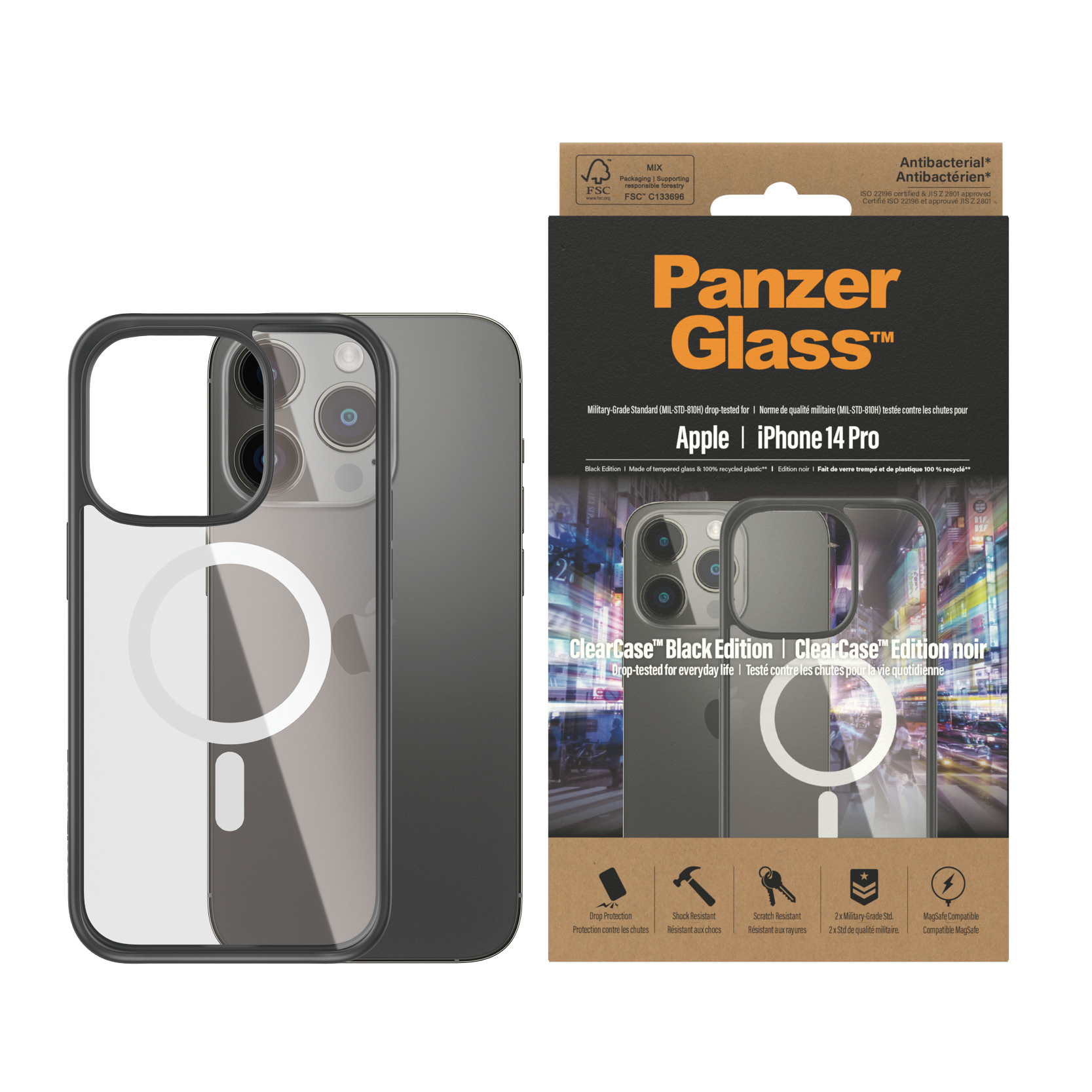 PanzerGlass® ClearCase Transparent w. White MagSafe & Black Frame iPhone 14 Pro – image 2