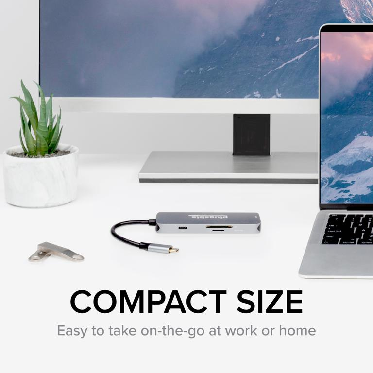 Plugable Technologies USB-C Hub 7-in-1, Driverless USB C Hub Compatible with Mac, Windows, Chromebook, USB4, Thunderbolt 4, and More (4K HDMI, 3 USB 3.0, SD & m – image 7