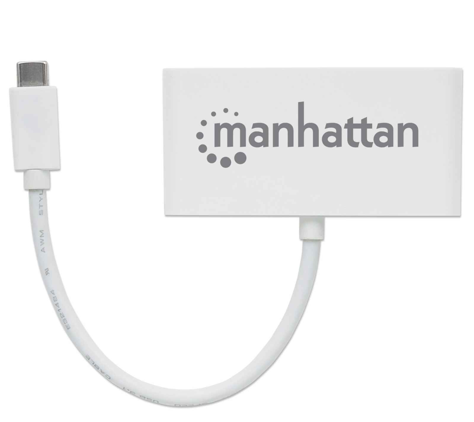 Manhattan USB-C Dock/Hub, Ports (x4): USB-A (x3) and USB-C, 5 Gbps (USB 3.2 Gen1 aka USB 3.0), With Power Delivery (60W) to USB-C Port (Note additional USB-C wa – image 4