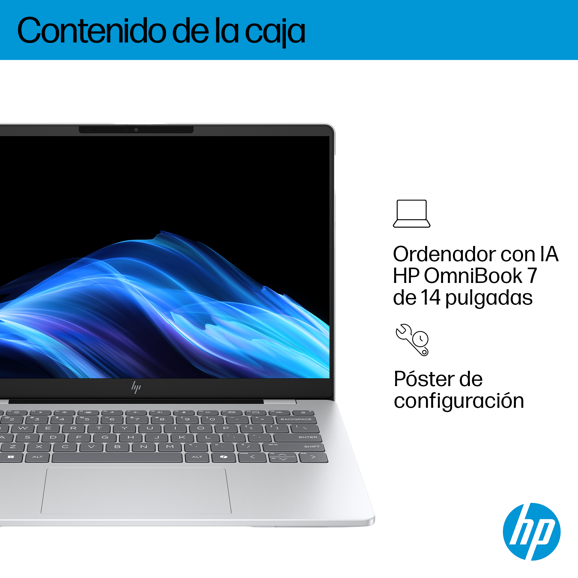 Portátil - HP OmniBook 7 AI 14-fr0007ns, 14" 2K OLED, Intel® Core™ Ultra 255H, 32 GB RAM, 1 TB SSD, Intel Arc 140T, Windows 11 Home, Plata glaciar - imagen 6