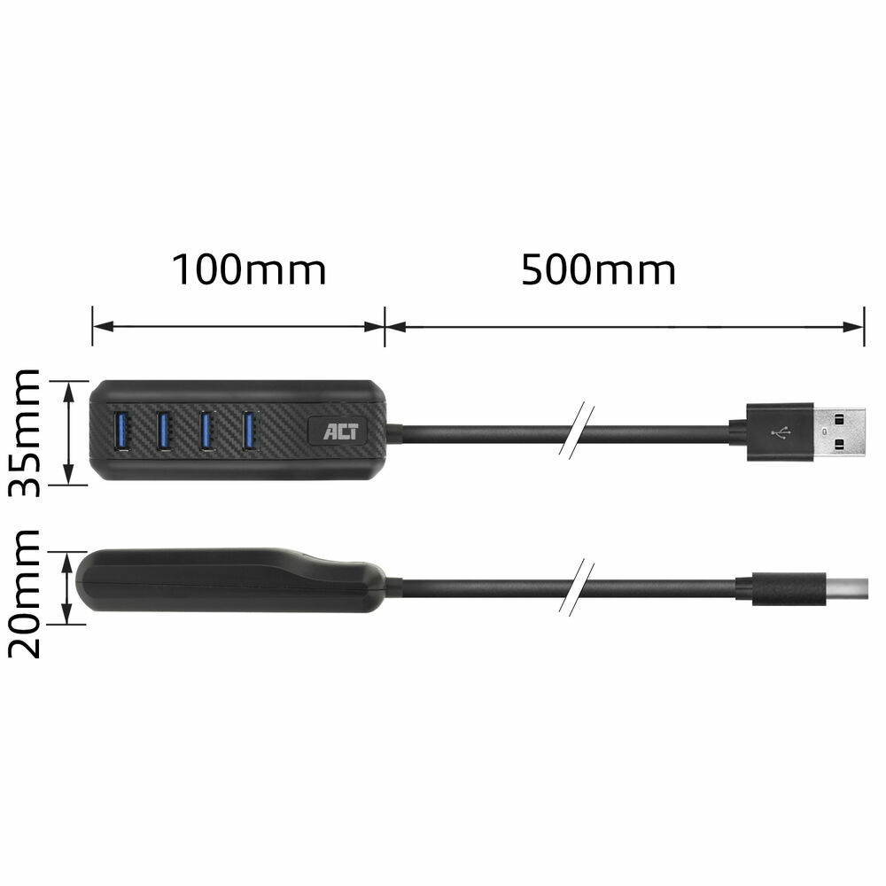 ACT AC6320 interface hub USB 3.2 Gen 1 (3.1 Gen 1) Type-A 5000 Mbit/s Black – image 6