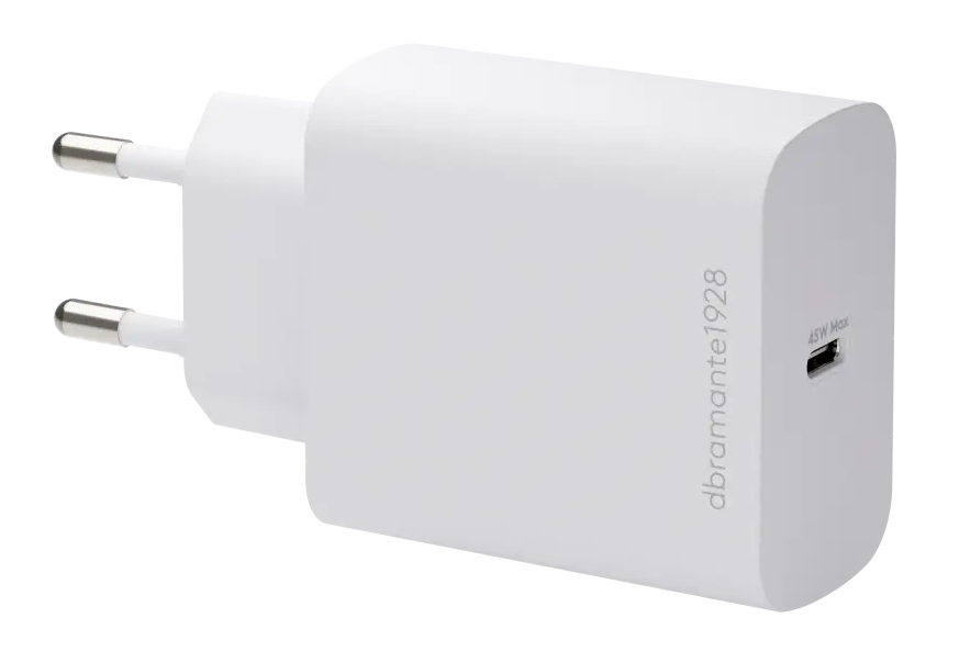 dbramante1928 re-charge - Power adapter - 45 Watt - 3 A - Apple 2.4A, PD/PPS, PD 2.0, PD 3.0, QC 2.0, QC 3.0, AFC, SCP, Fast Charge (USB-C) - white - Europe