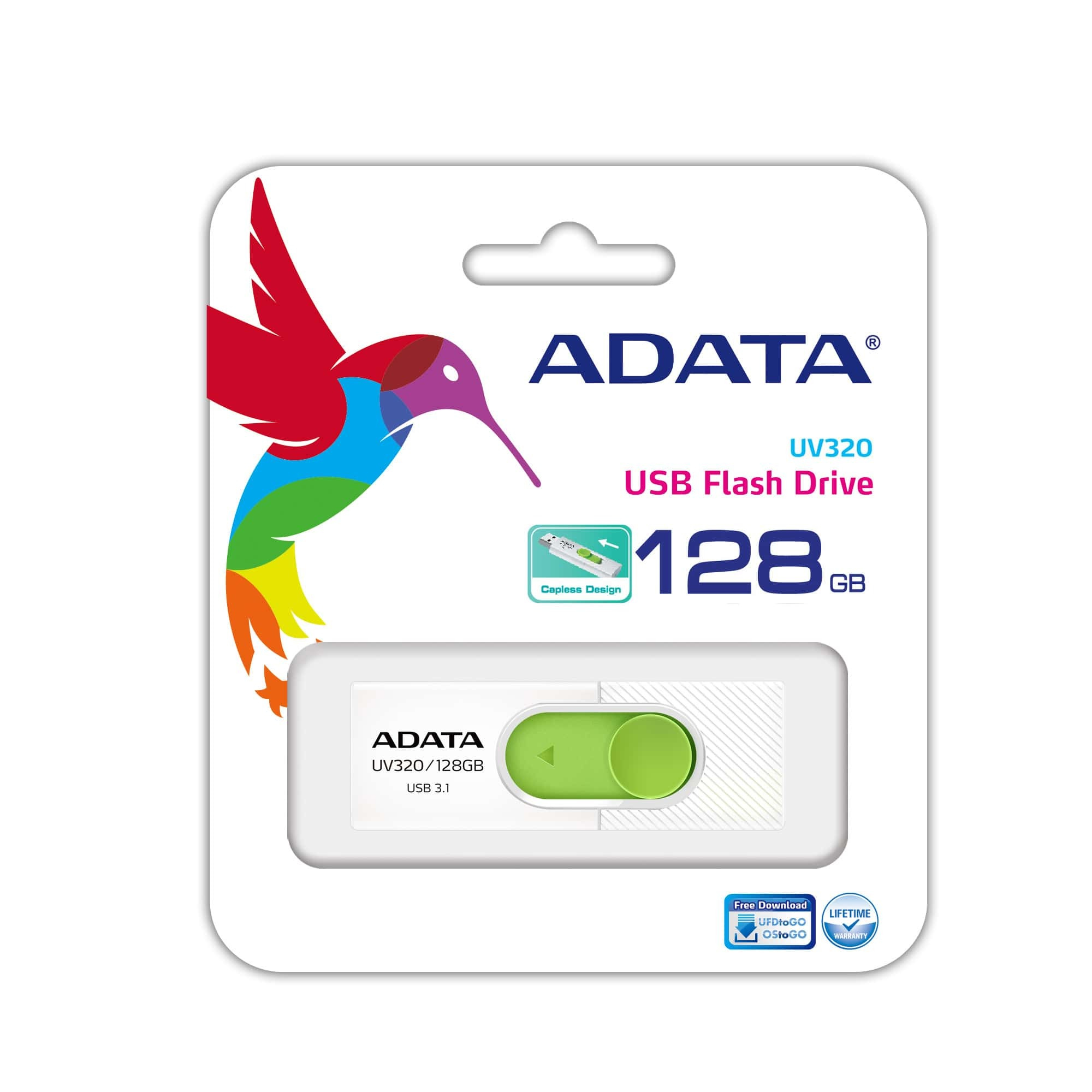 Memoria Usb Adata Uv320 128Gb Usb 3.1 Blanco/Verde - AUV320-128G-RWHGN Memoria Usb Adata Uv320 128Gb Usb 3.1 Blanco/Verde - AUV320-128G-RWHGN